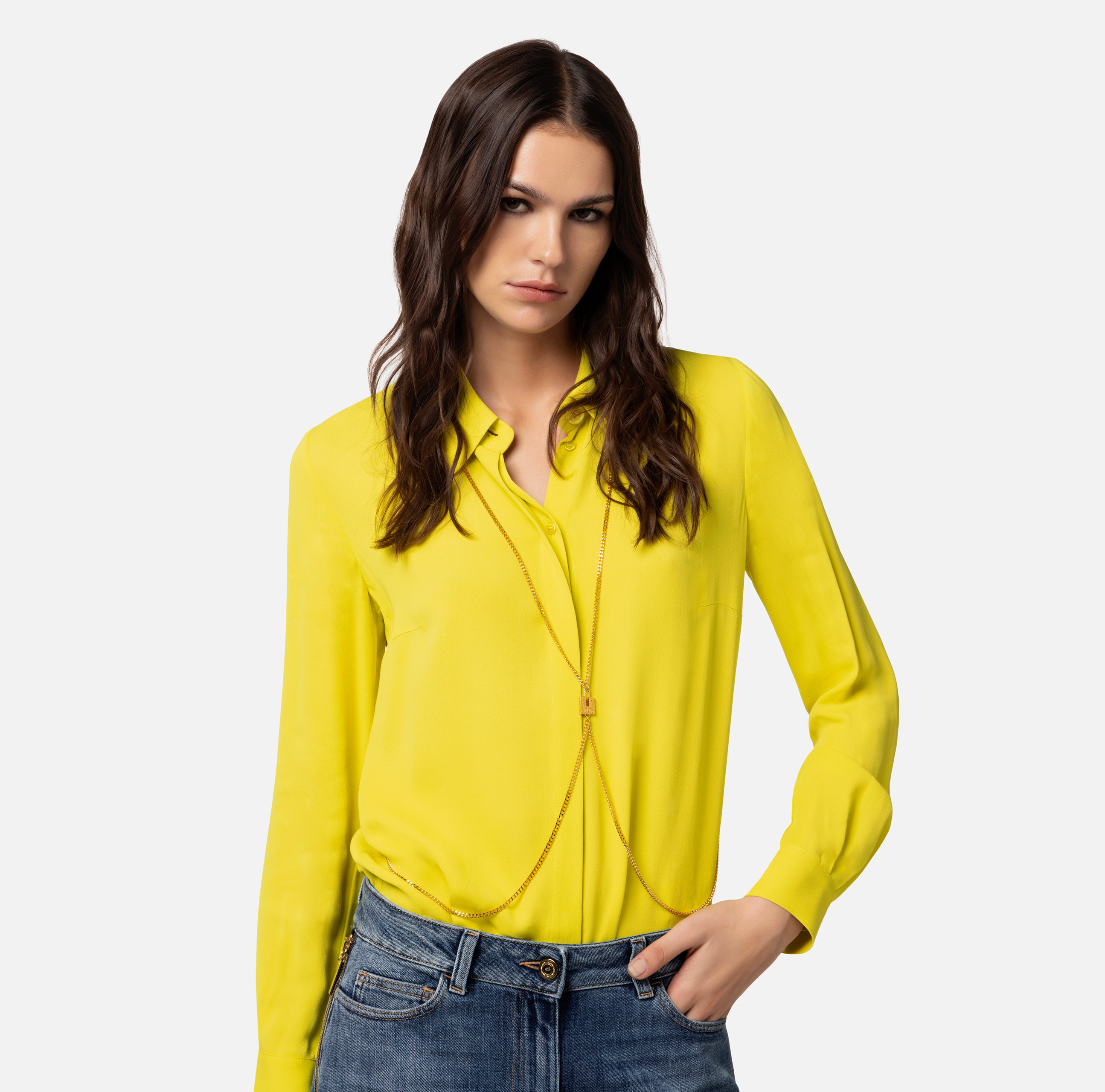 Рубашка из вискозного жоржета с нательной цепочкой - Elisabetta Franchi