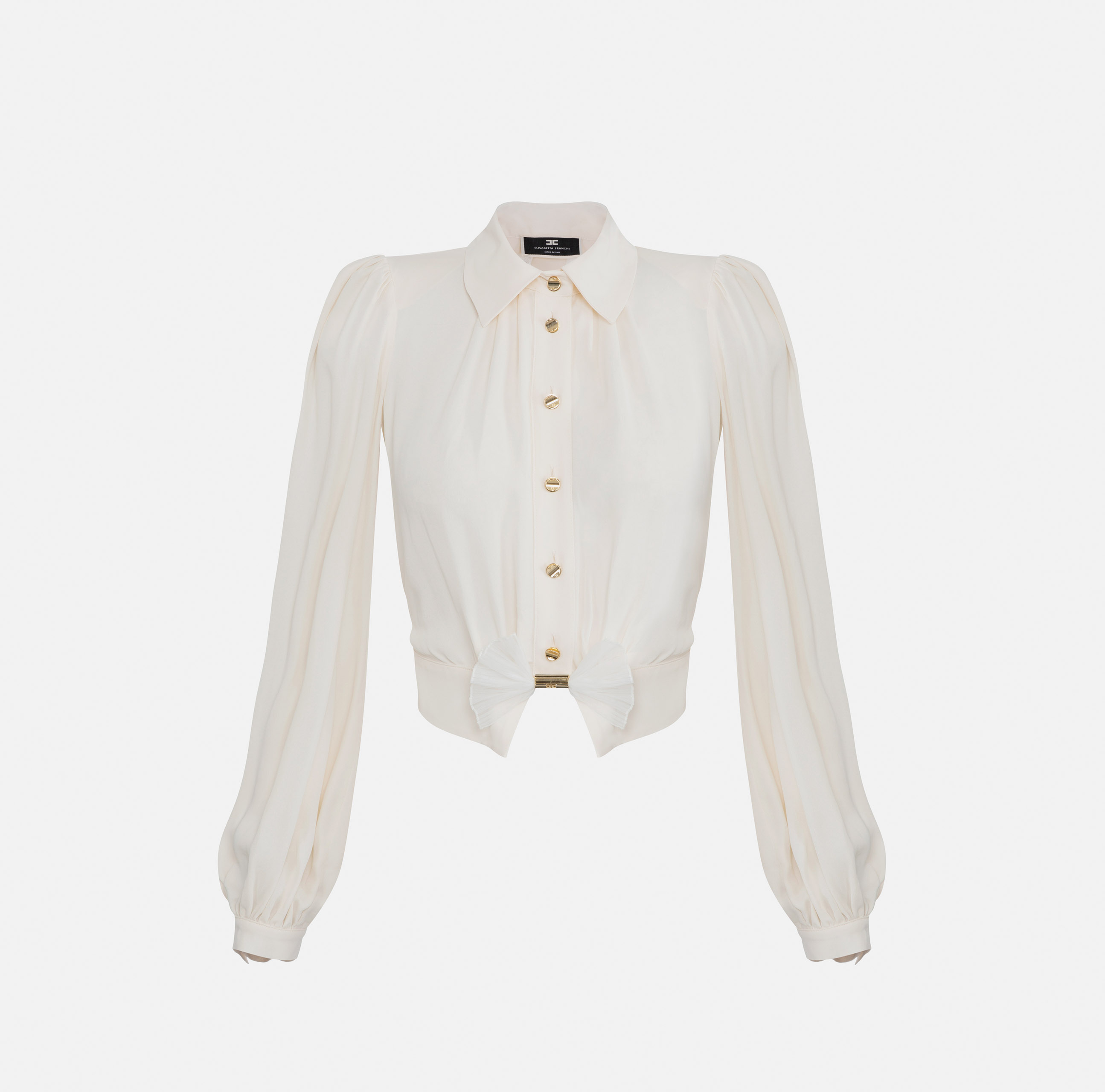 Crop blouse in viscose with bow - ABBIGLIAMENTO - Elisabetta Franchi