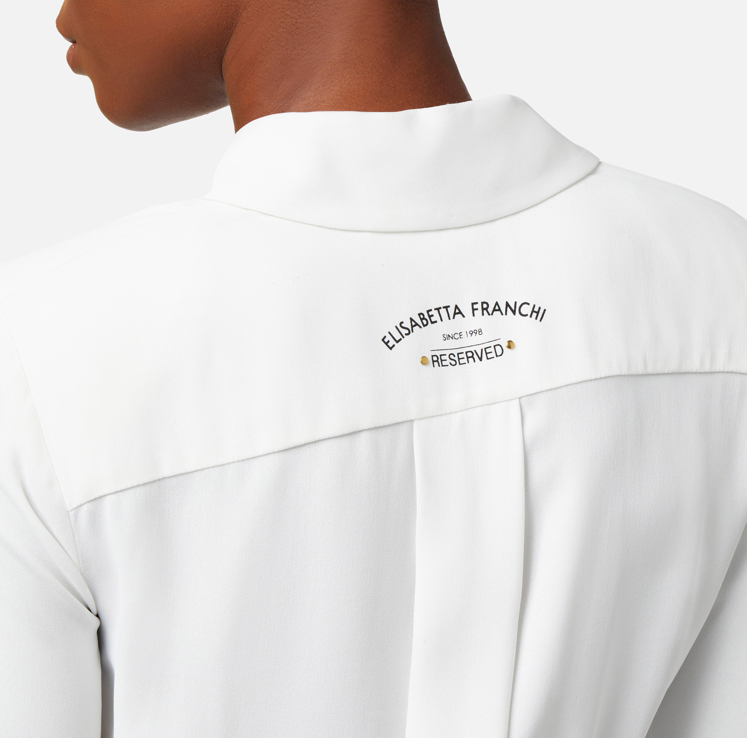 Рубашка из вискозного жоржета с принтом логотипа - Elisabetta Franchi