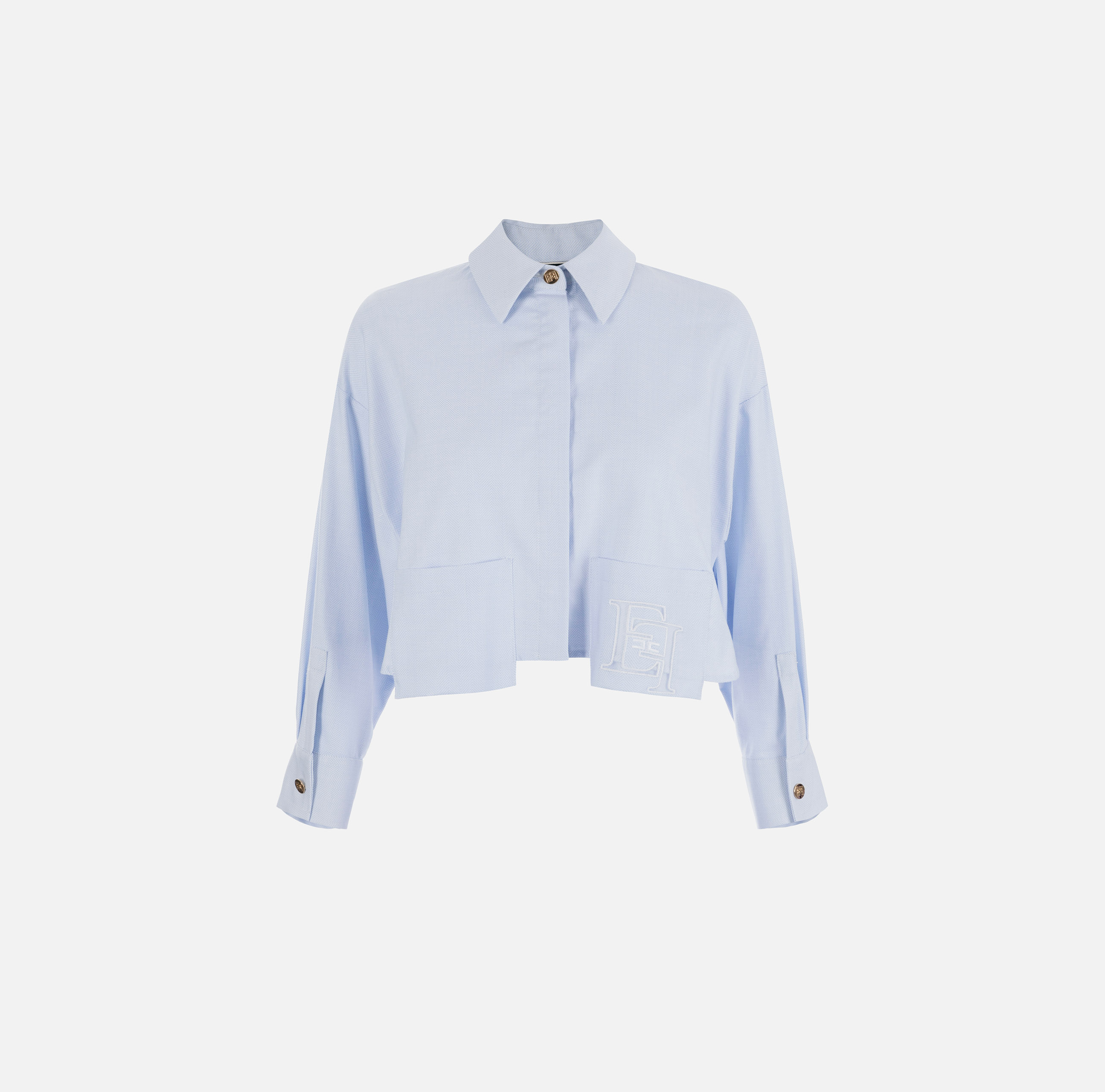 Cropped cotton poplin shirt - ABBIGLIAMENTO - Elisabetta Franchi