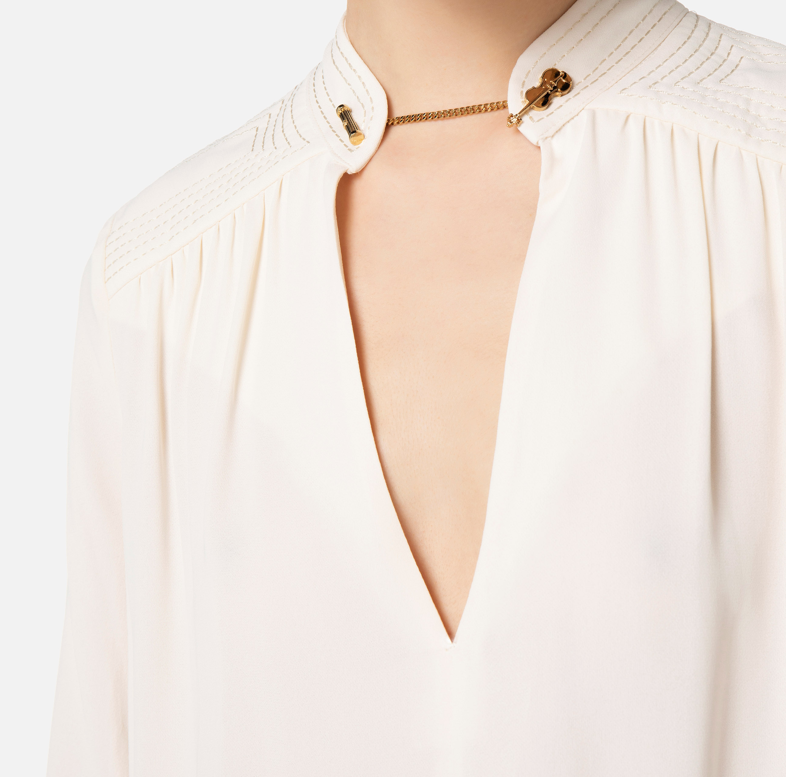 Blouse in viscose fabric with wide cuffs - Elisabetta Franchi