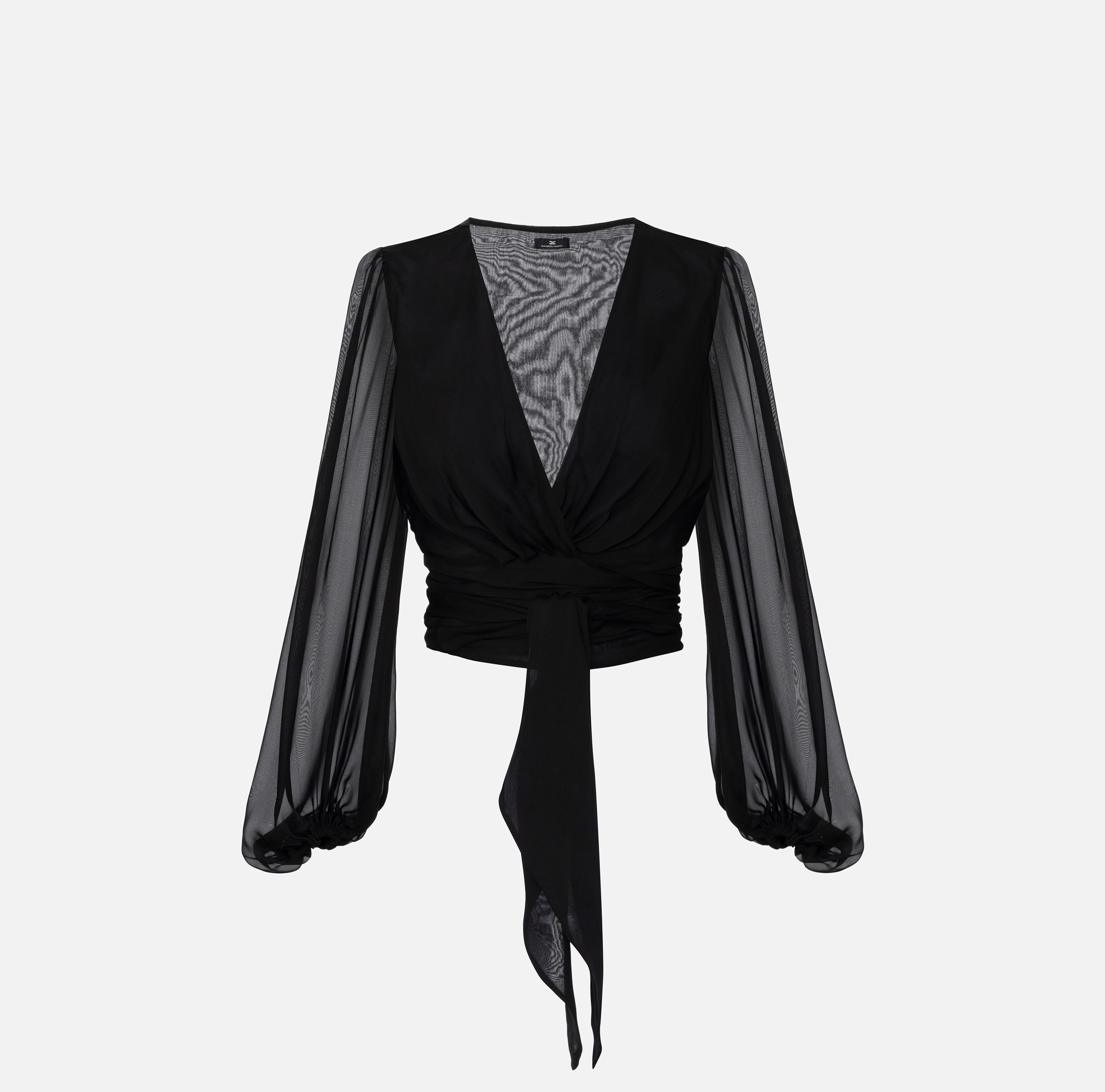 Silk voile blouse with sash belt - ABBIGLIAMENTO - Elisabetta Franchi