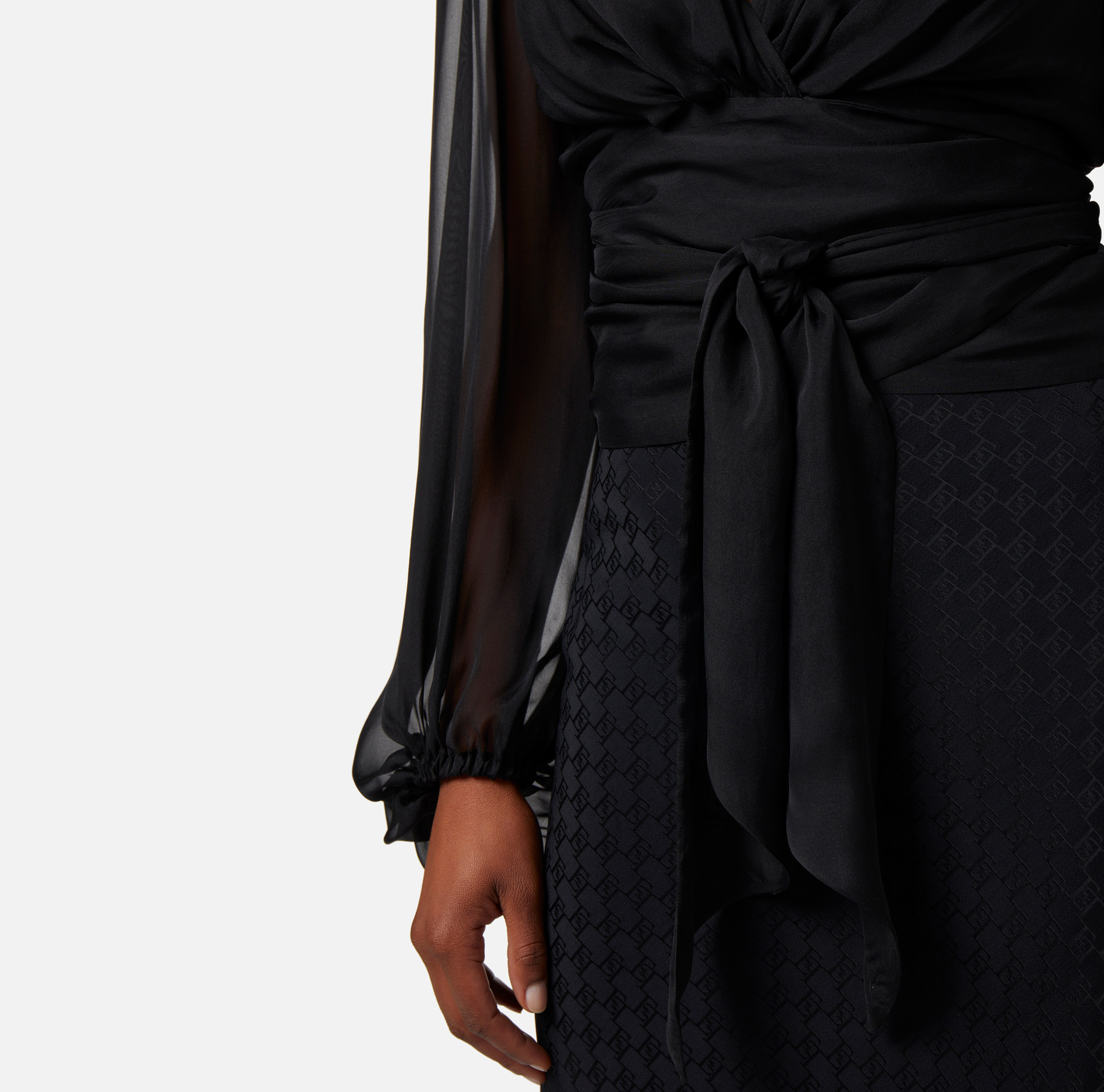 Блузка из шёлковой вуали с широким поясом - Elisabetta Franchi