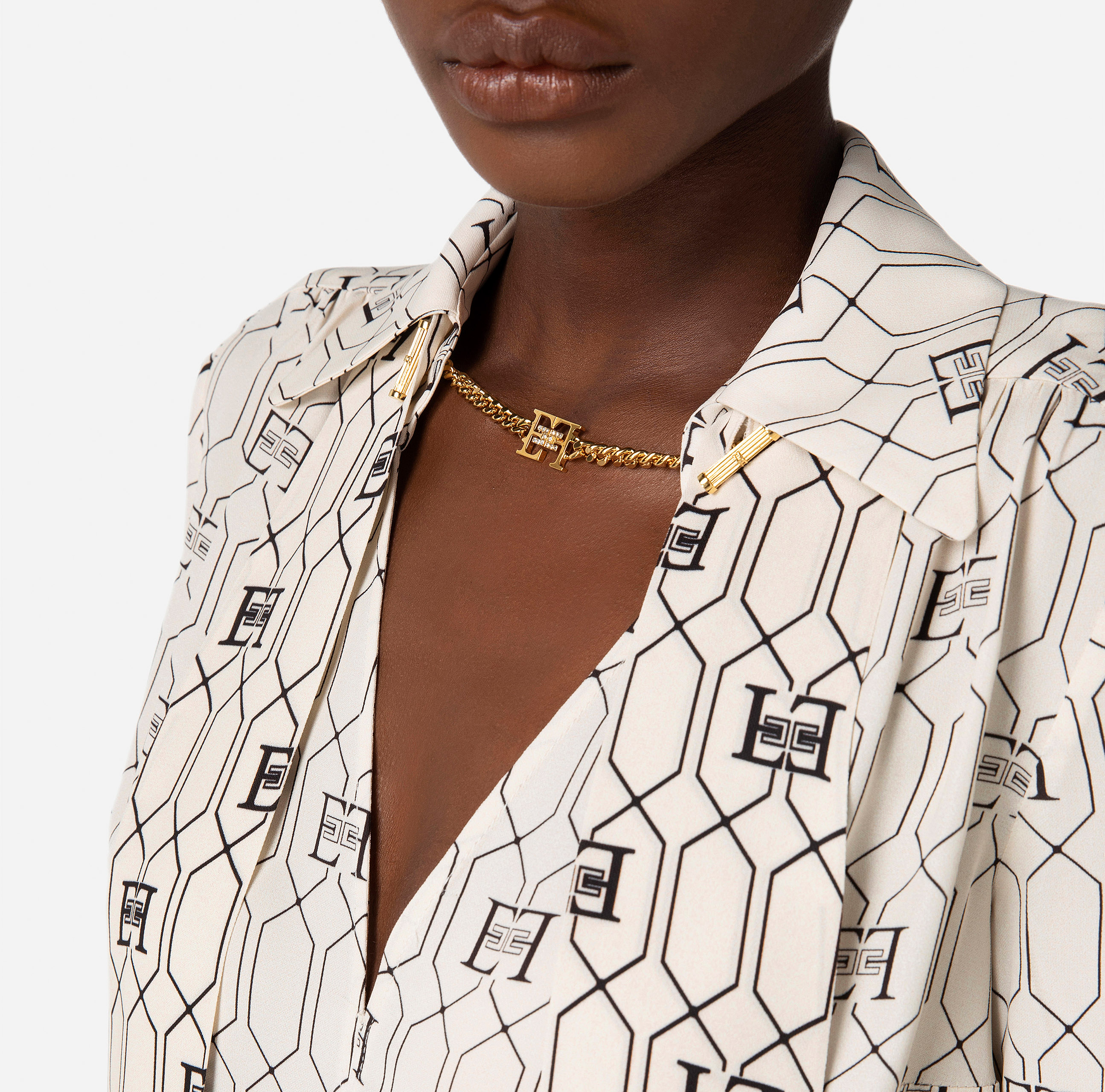 Tie neck blouse in viscose fabric - Elisabetta Franchi