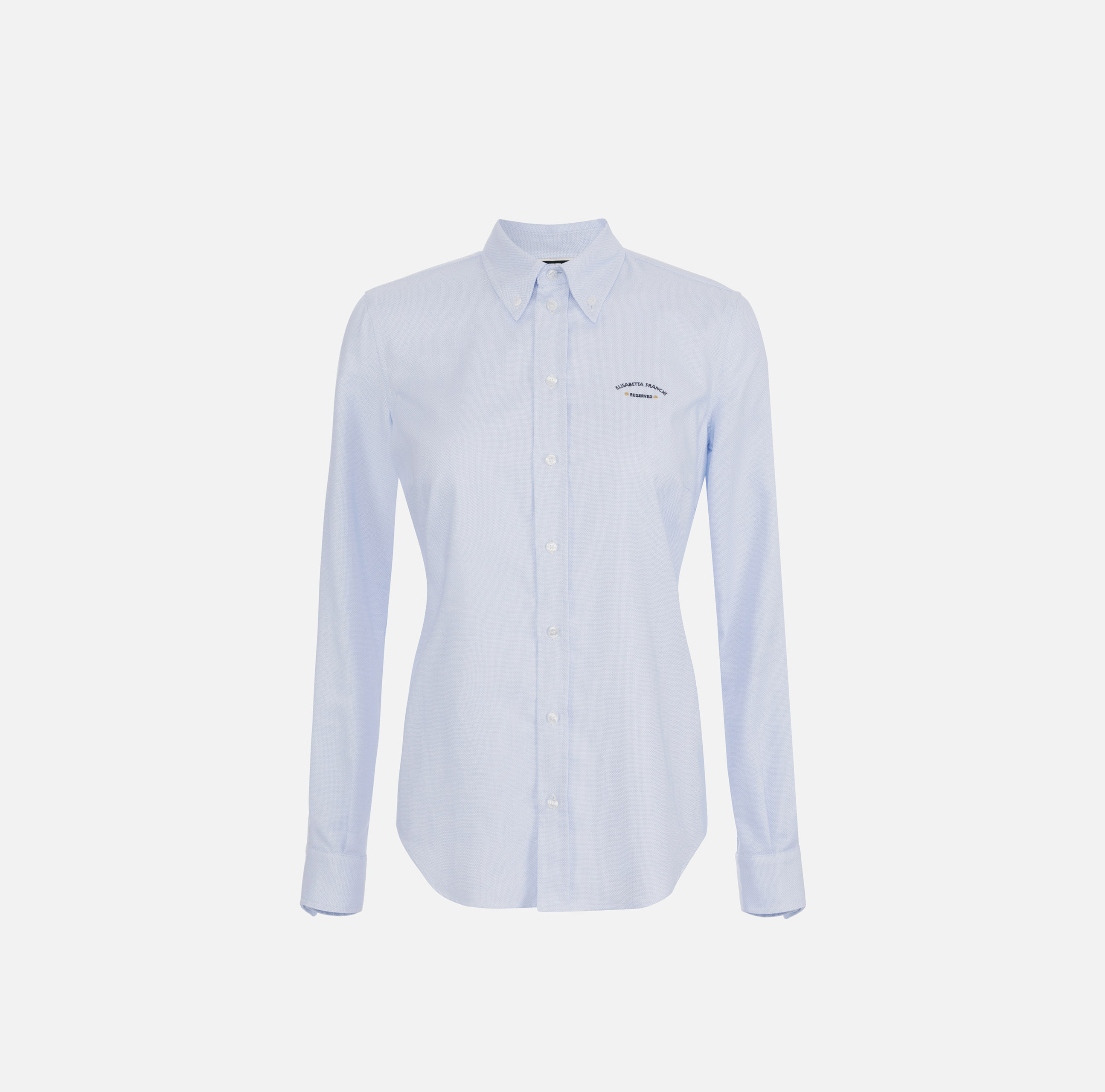 Camisa recta de popelina de algodón con logotipo bordado - ABBIGLIAMENTO - Elisabetta Franchi