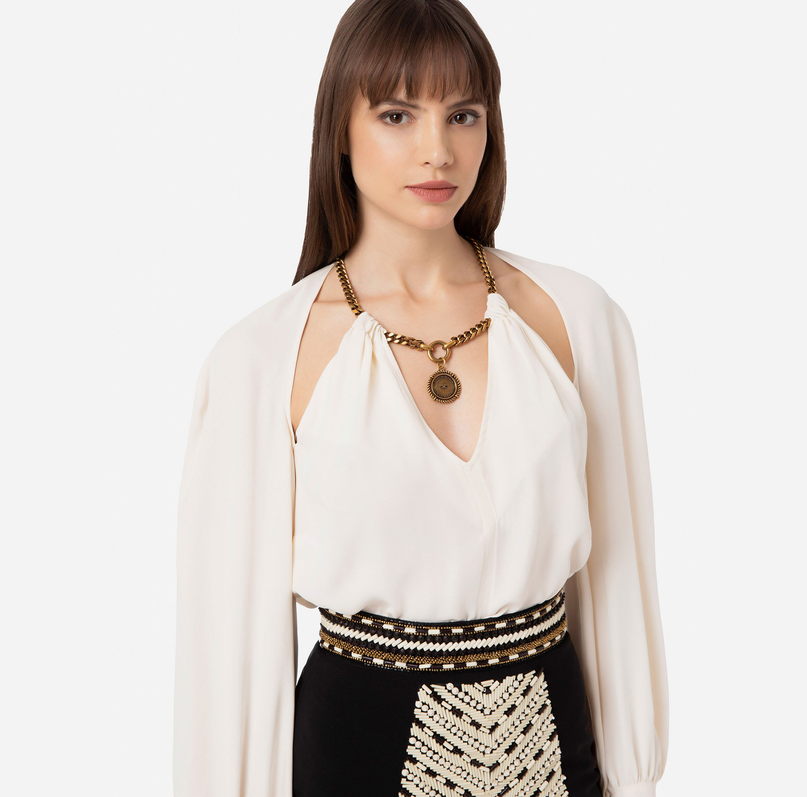 Blouse with necklace in the neckline - Elisabetta Franchi