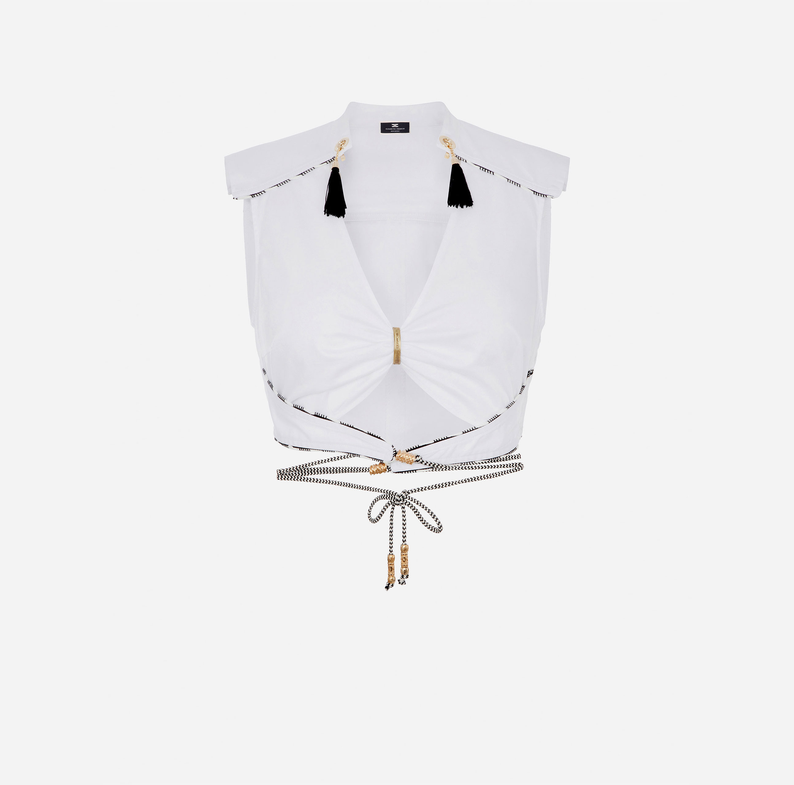 Top with tassels in the neckline - ABBIGLIAMENTO - Elisabetta Franchi