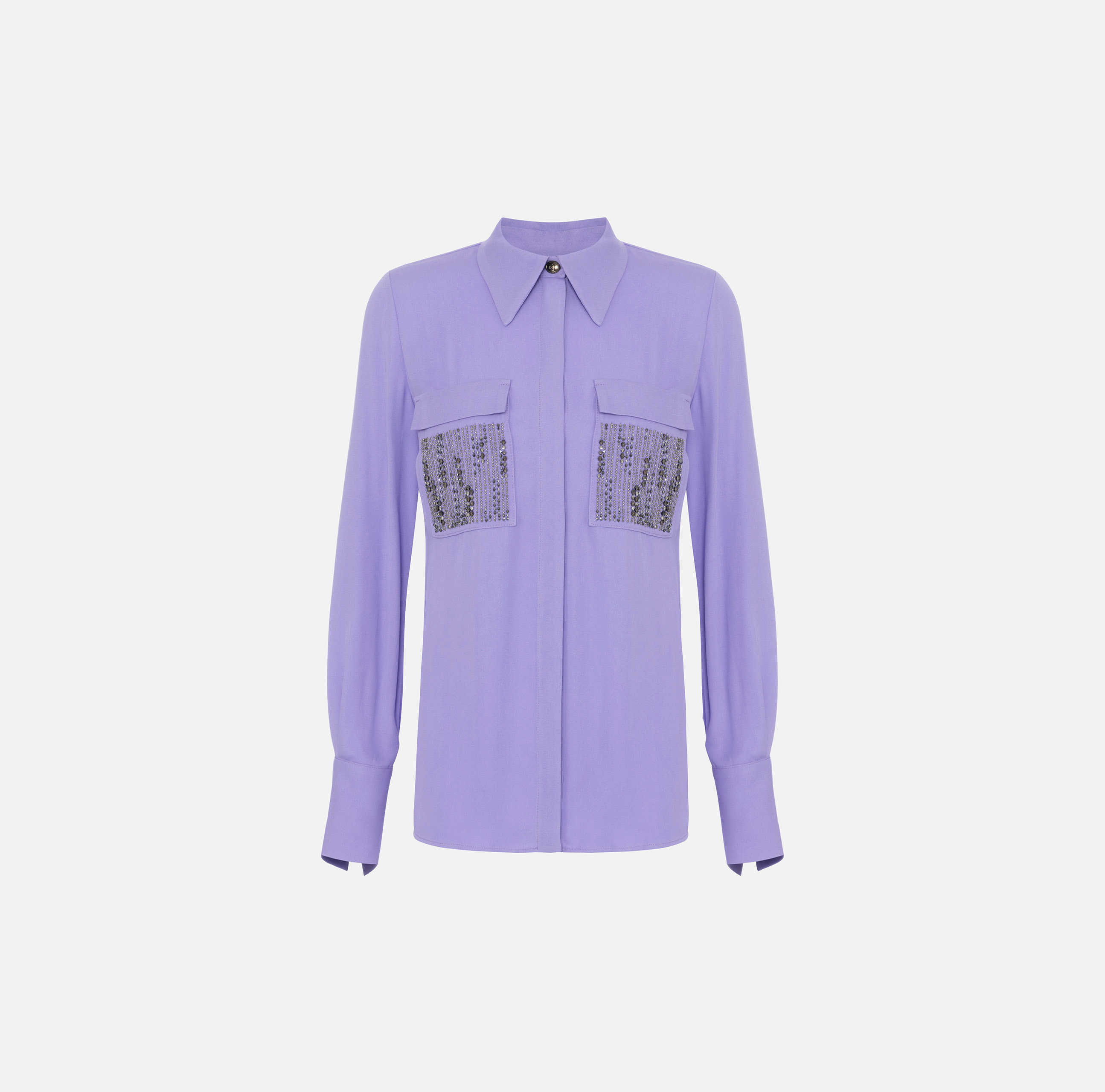 Blouse in viscose georgette fabric with embroidered pockets - Elisabetta Franchi