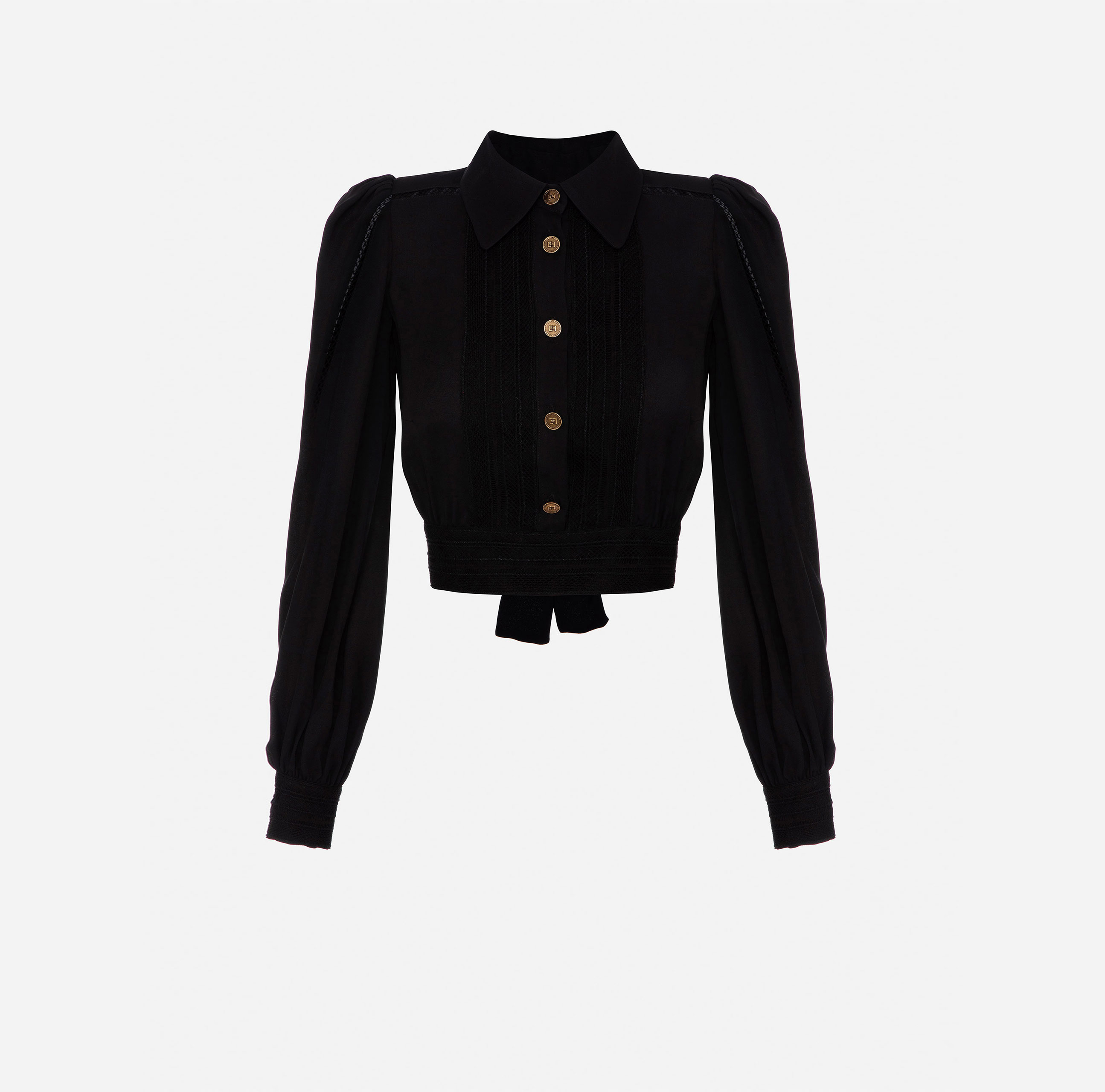 Cropped blouse with ajour pattern - ABBIGLIAMENTO - Elisabetta Franchi