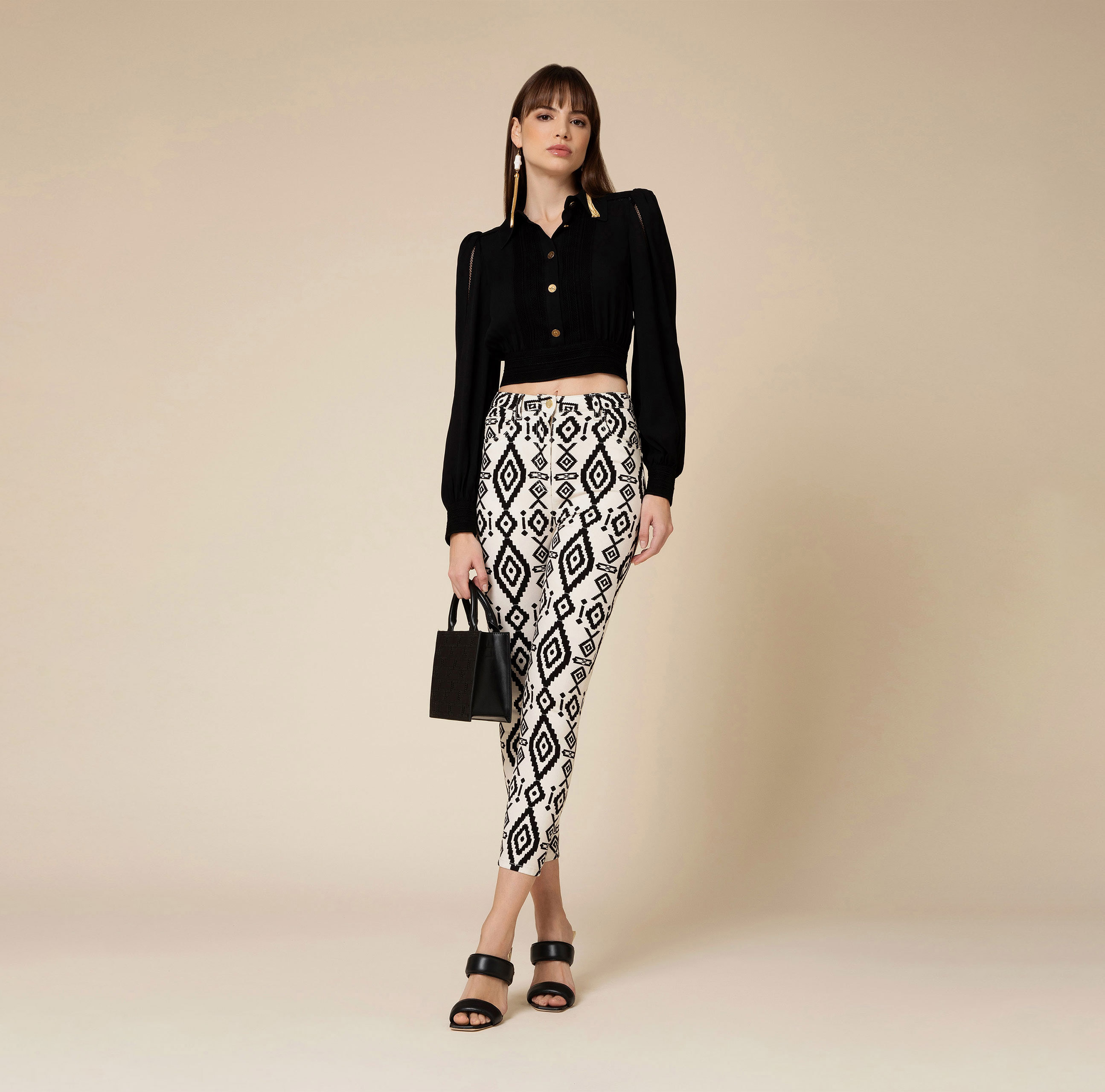 Cropped blouse with ajour pattern - Elisabetta Franchi