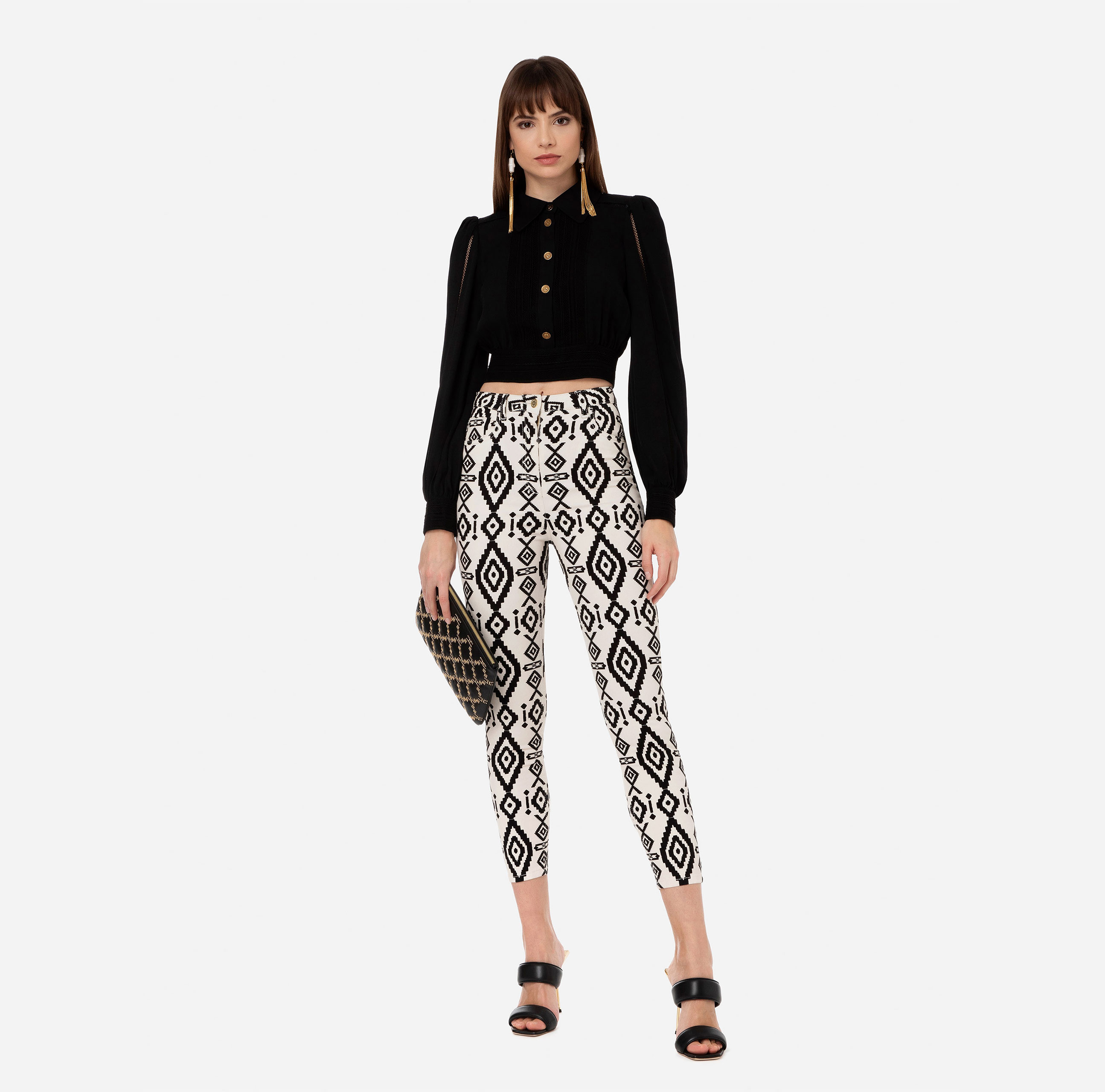 Cropped blouse with ajour pattern - Elisabetta Franchi