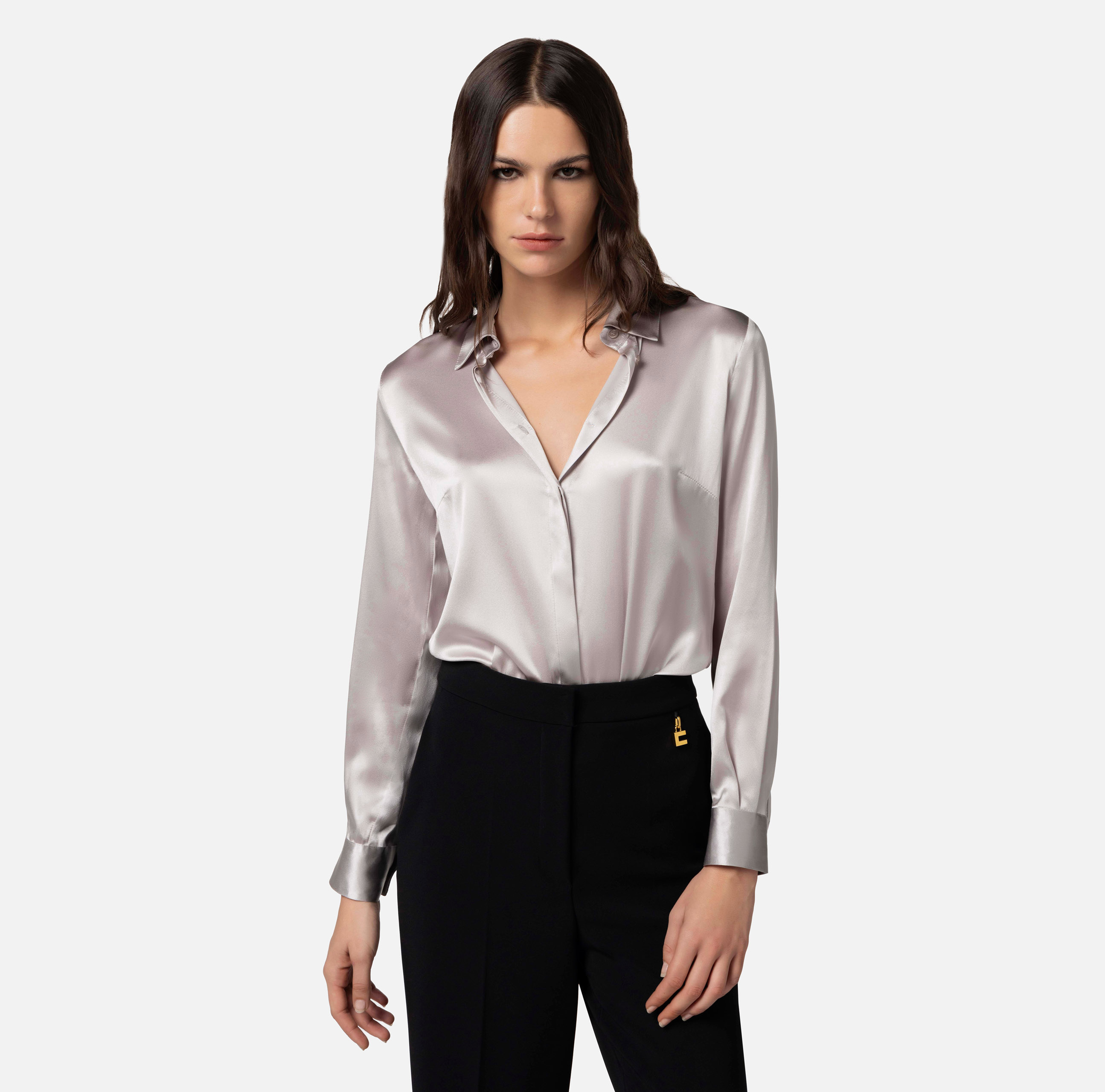 Silk satin straight blouse - Elisabetta Franchi