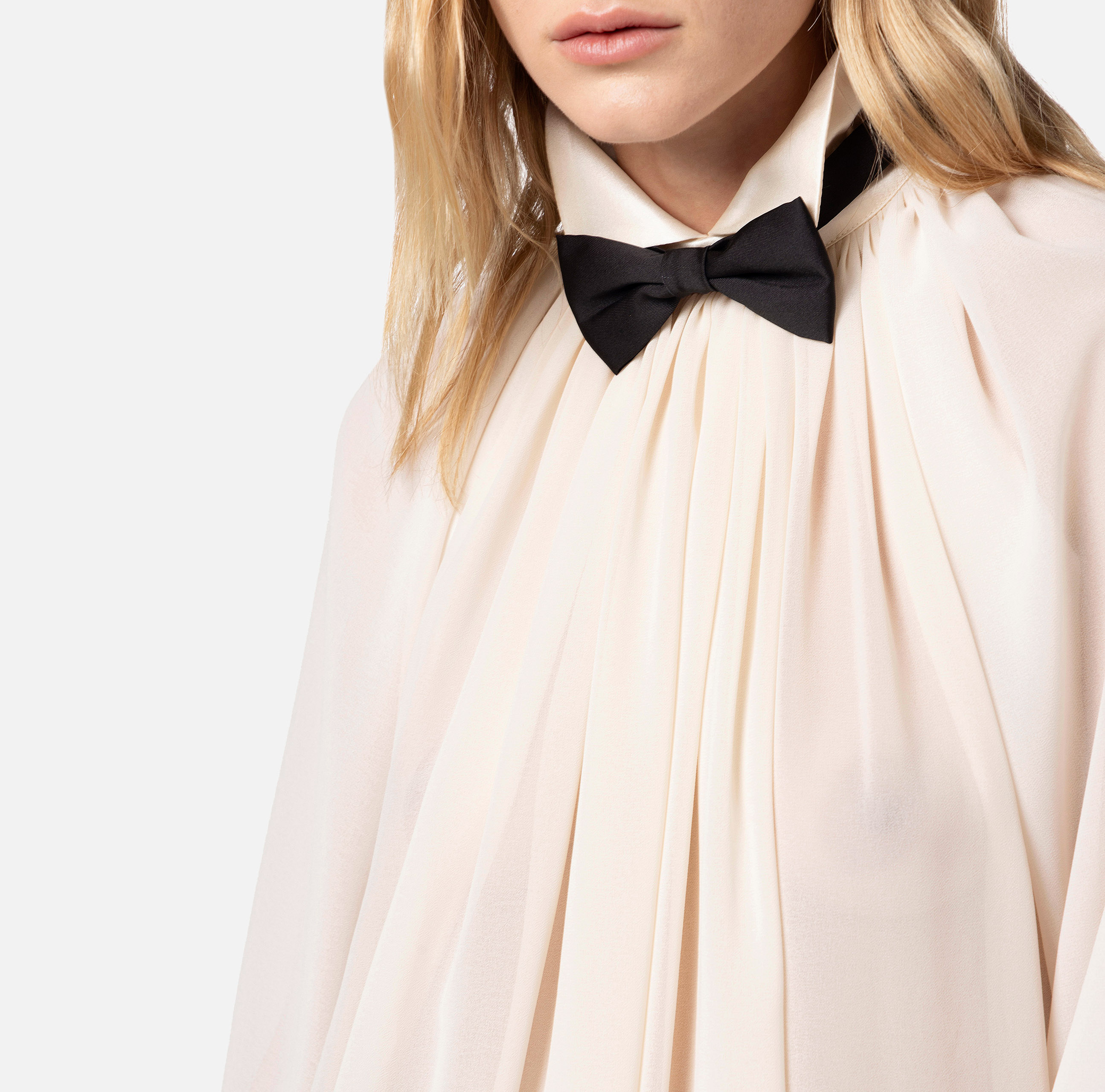 Blouse in georgette fabric with bow tie - Elisabetta Franchi