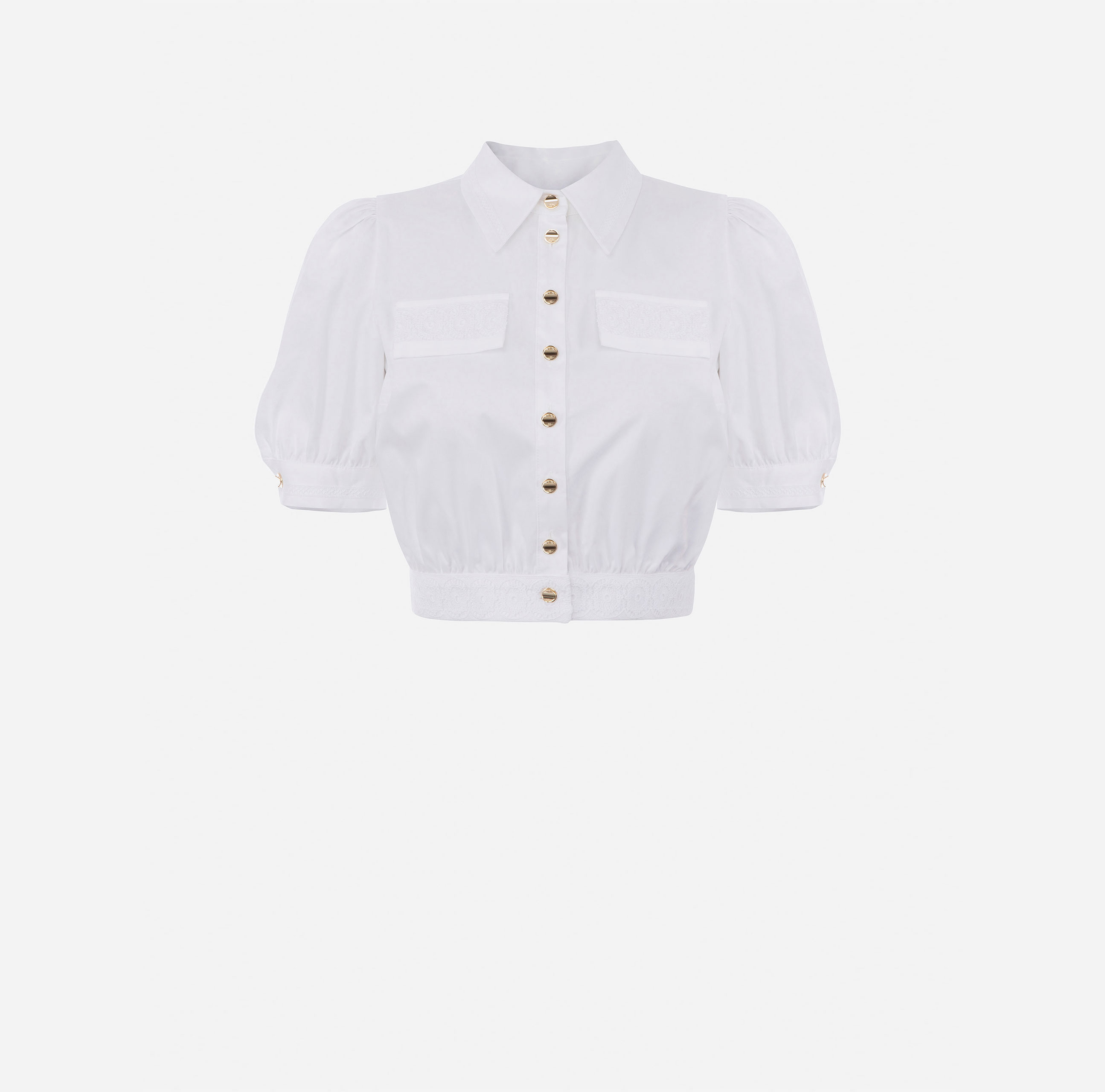 Cropped shirt with lace inserts - Elisabetta Franchi