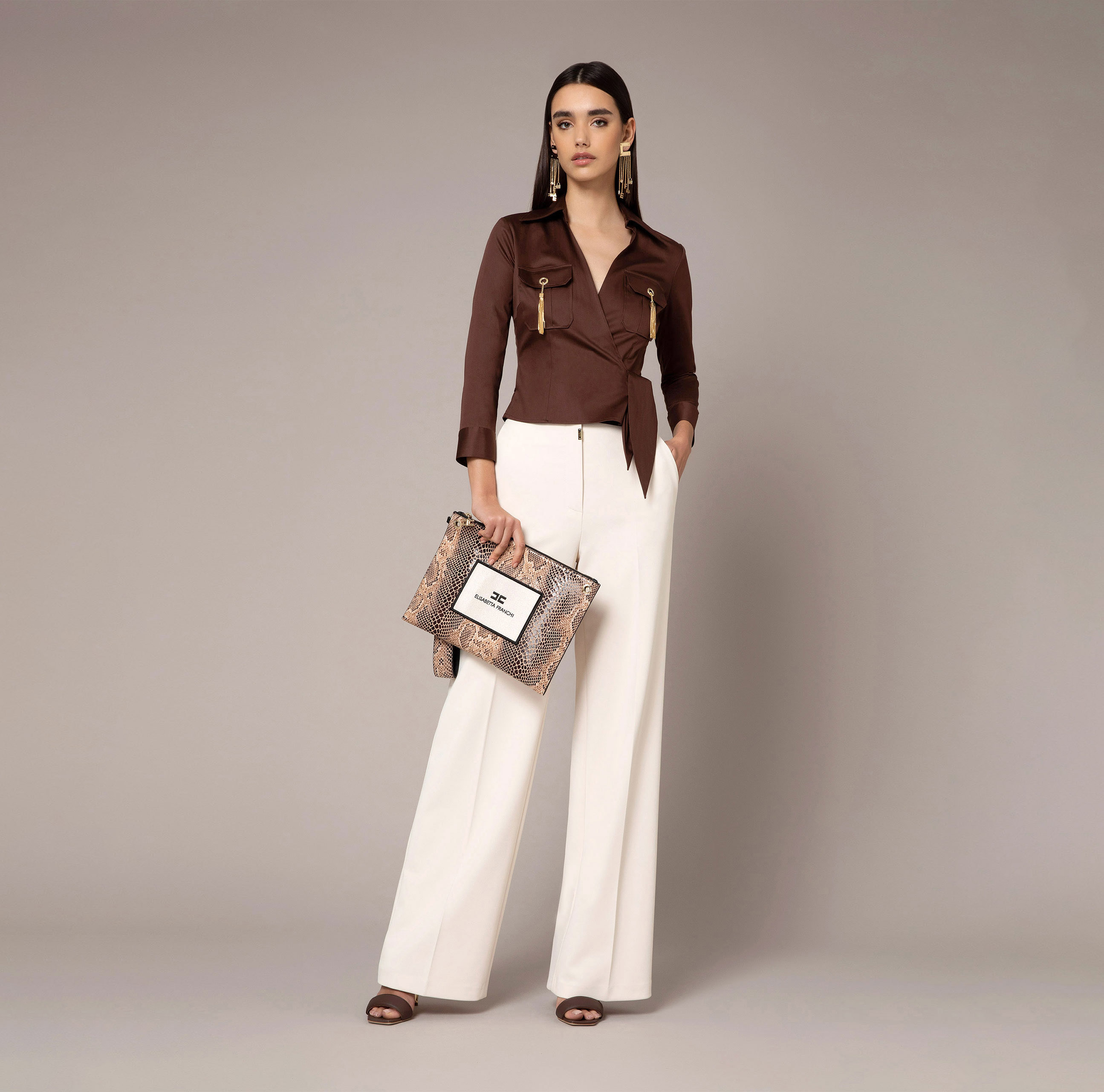 Crossover shirt with pockets and tassels - Elisabetta Franchi