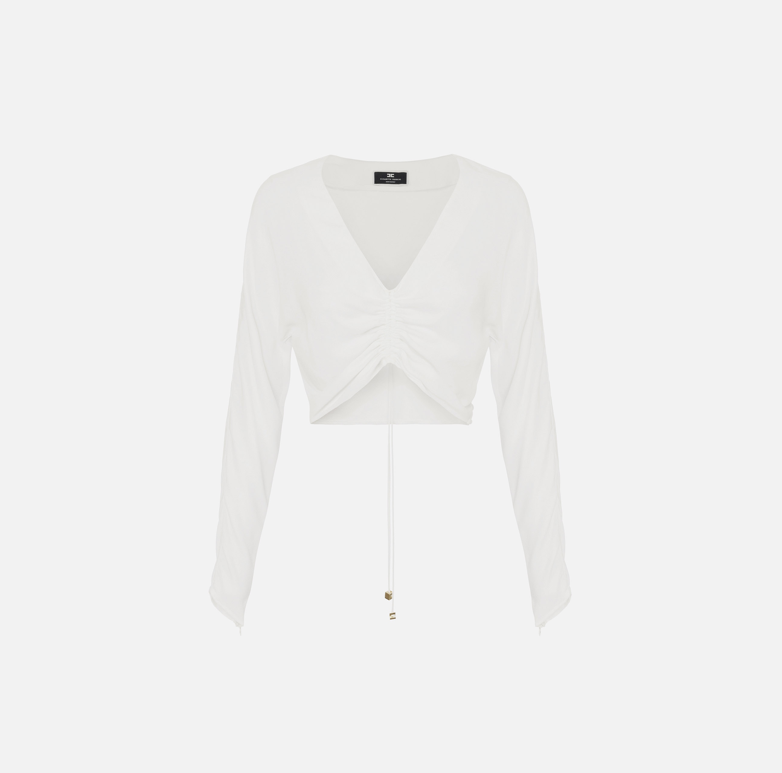 Cropped blouse in viscose georgette fabric with drawstring - Elisabetta Franchi