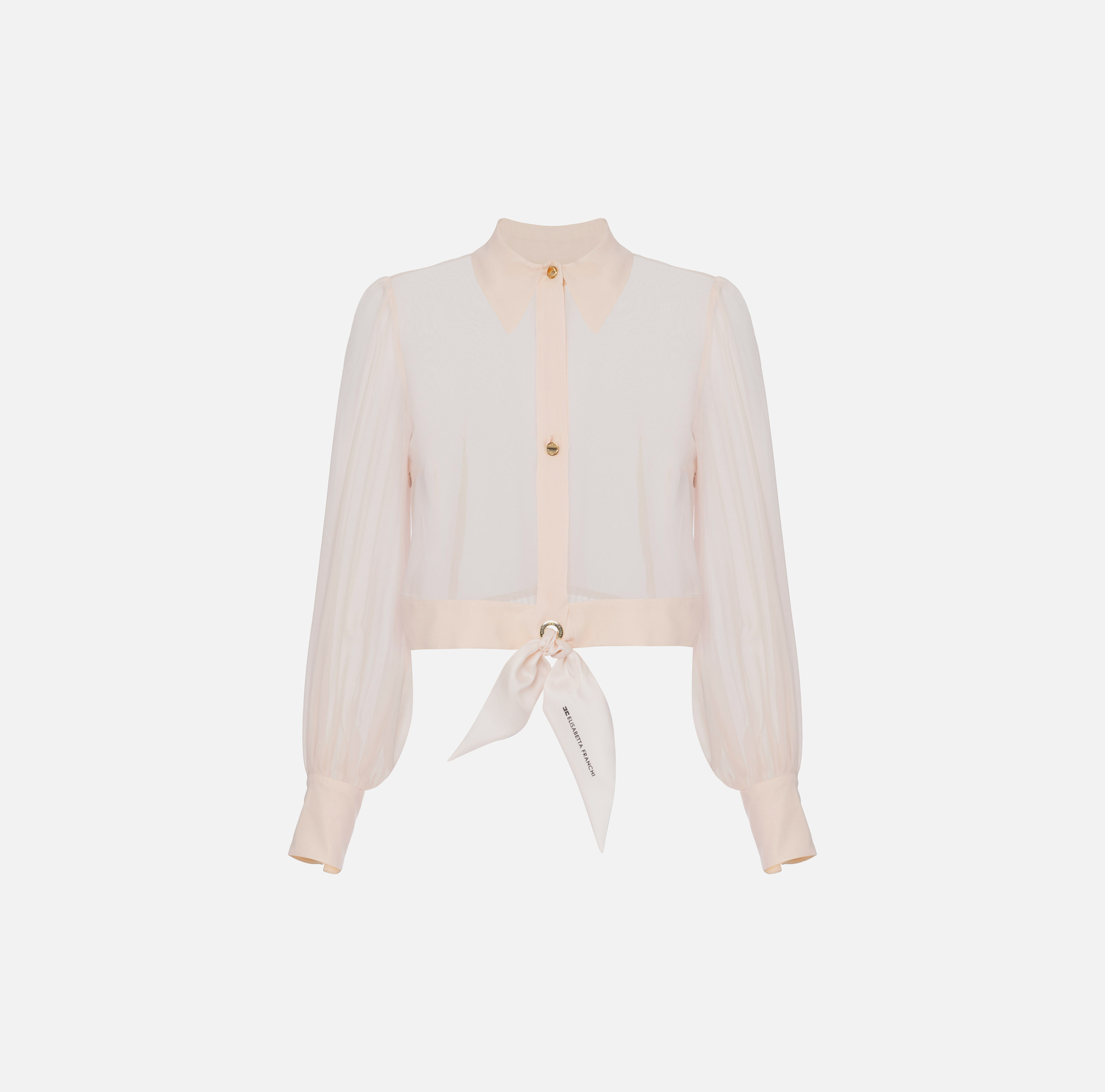Cropped blouse van zijden georgette met strik - Elisabetta Franchi