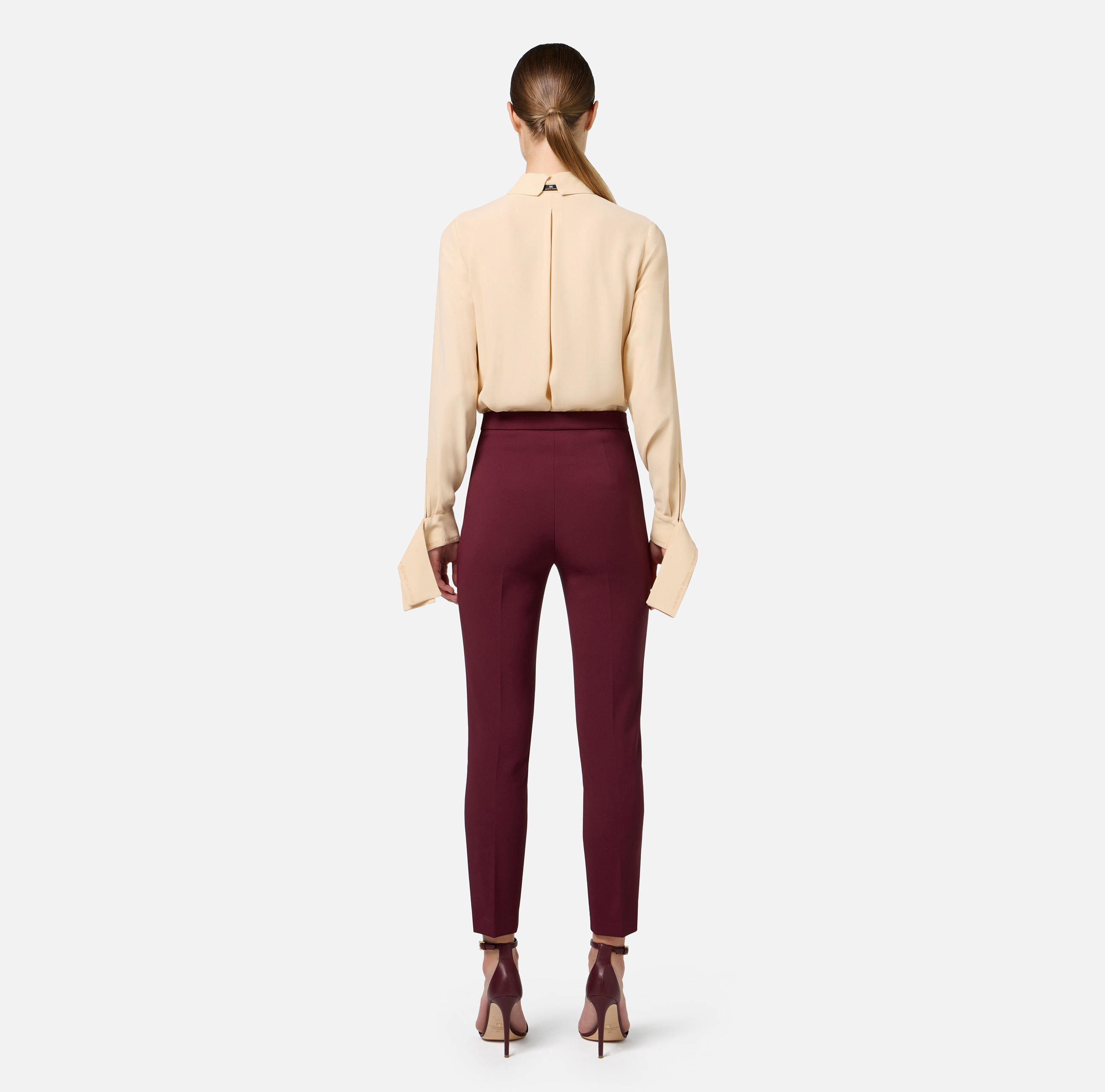 Blouse in georgette fabric with embroidered cuffs - Elisabetta Franchi