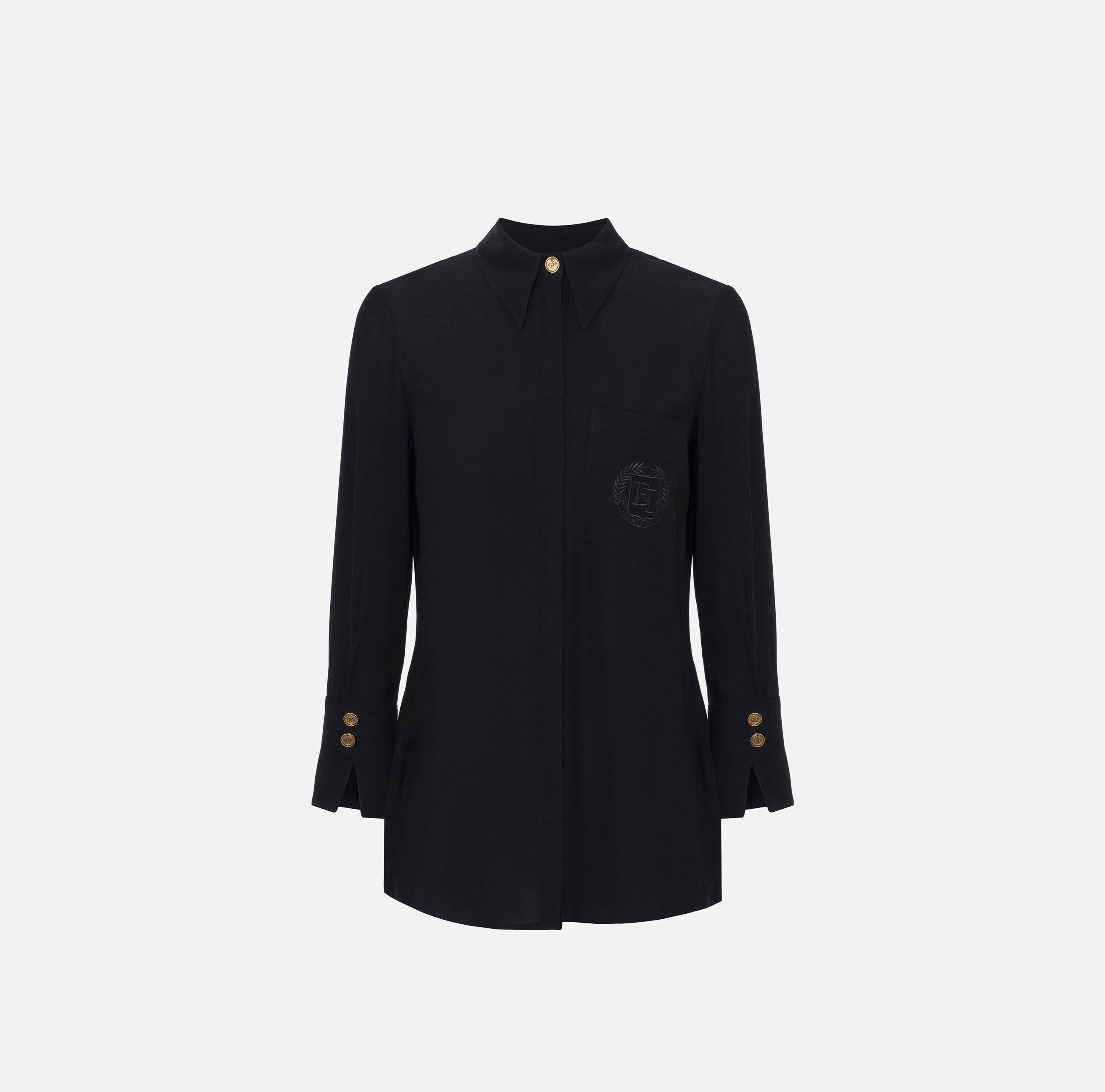 Blouse in georgette fabric with logo patch - Elisabetta Franchi