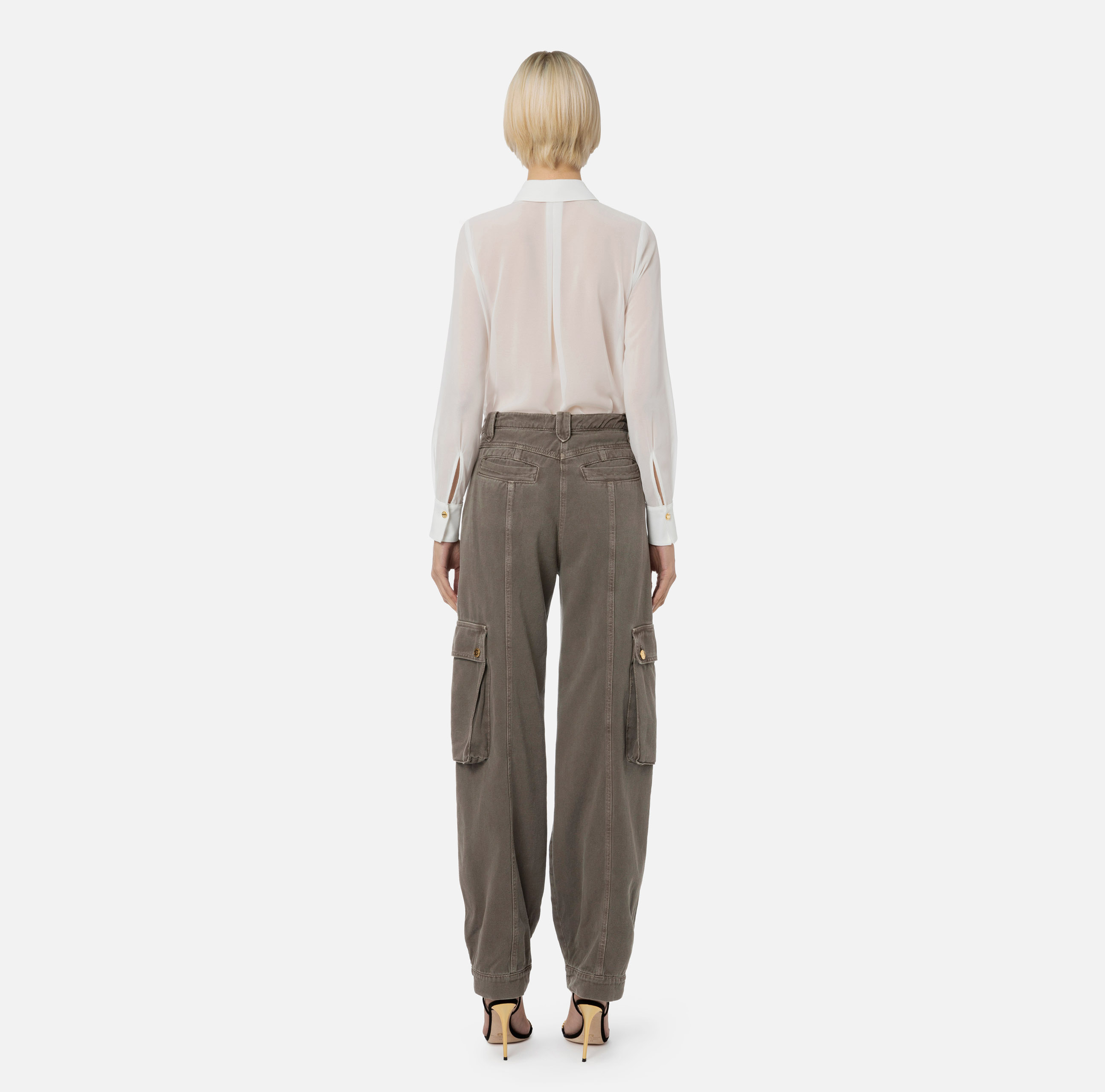 Georgette shirt with flock bib - Elisabetta Franchi