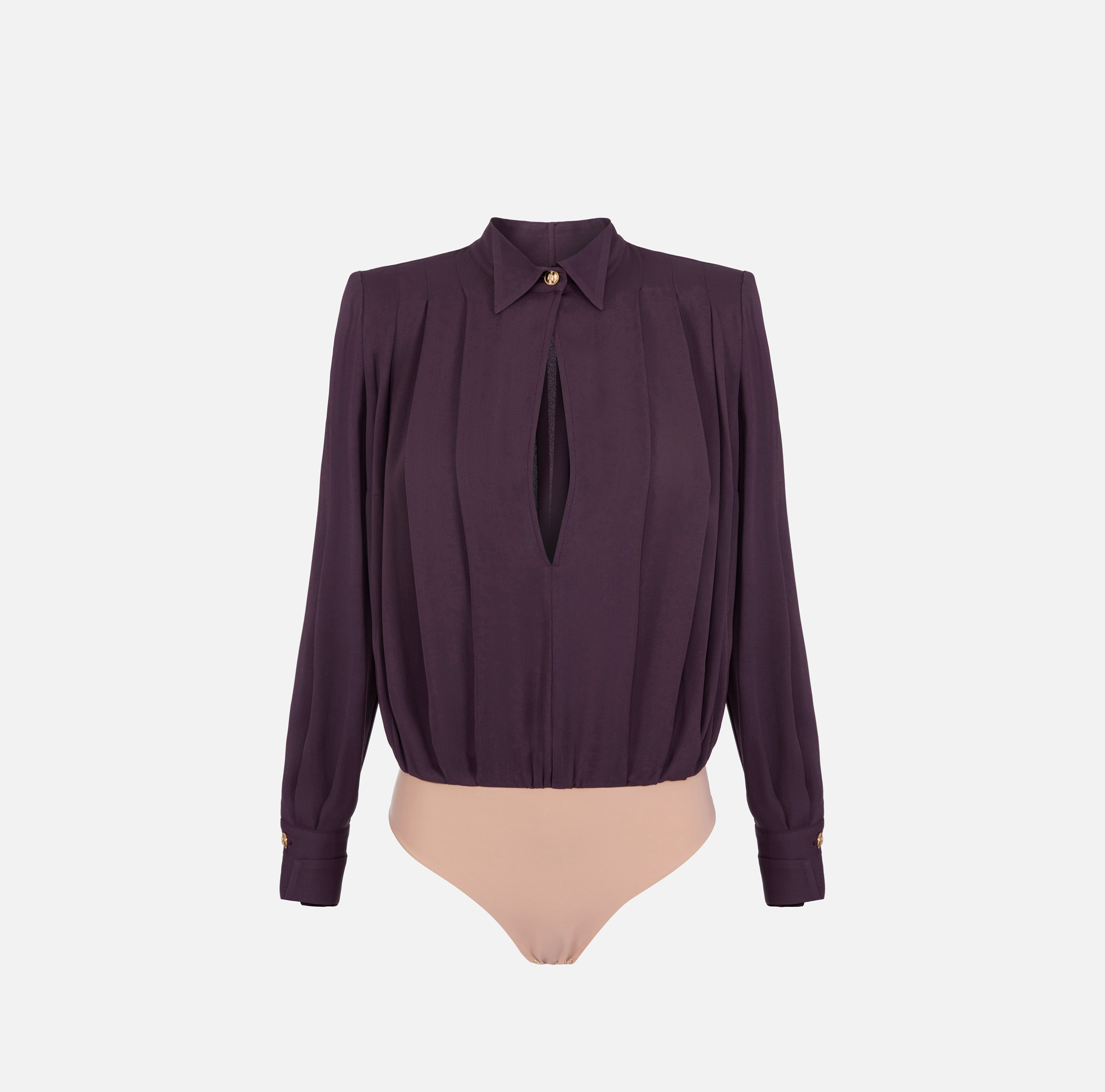 Bodysuit-style shirt in viscose fabric with wing collar - ABBIGLIAMENTO - Elisabetta Franchi