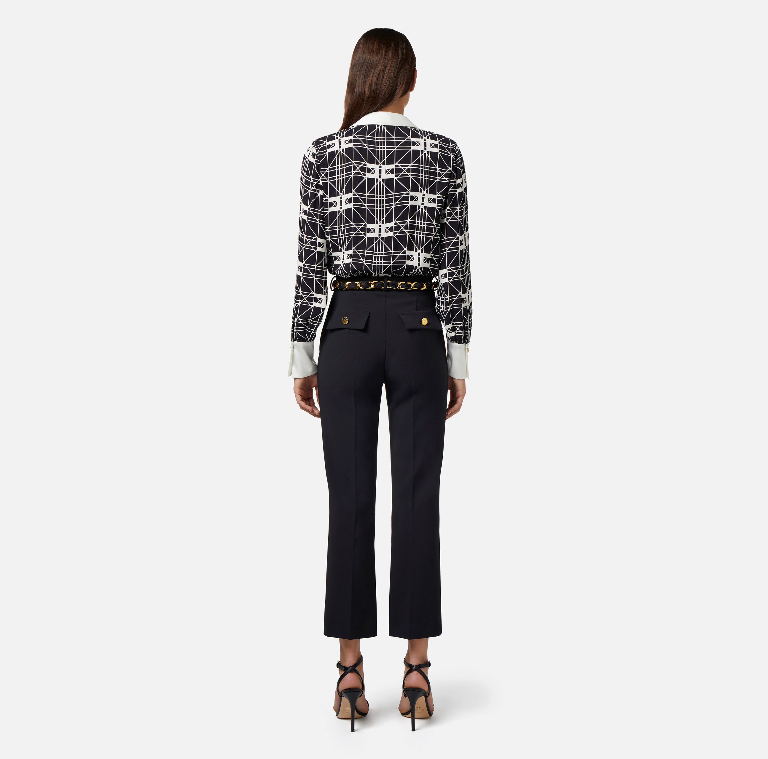 Crossover bodysuit-style blouse in printed viscose georgette fabric - Elisabetta Franchi