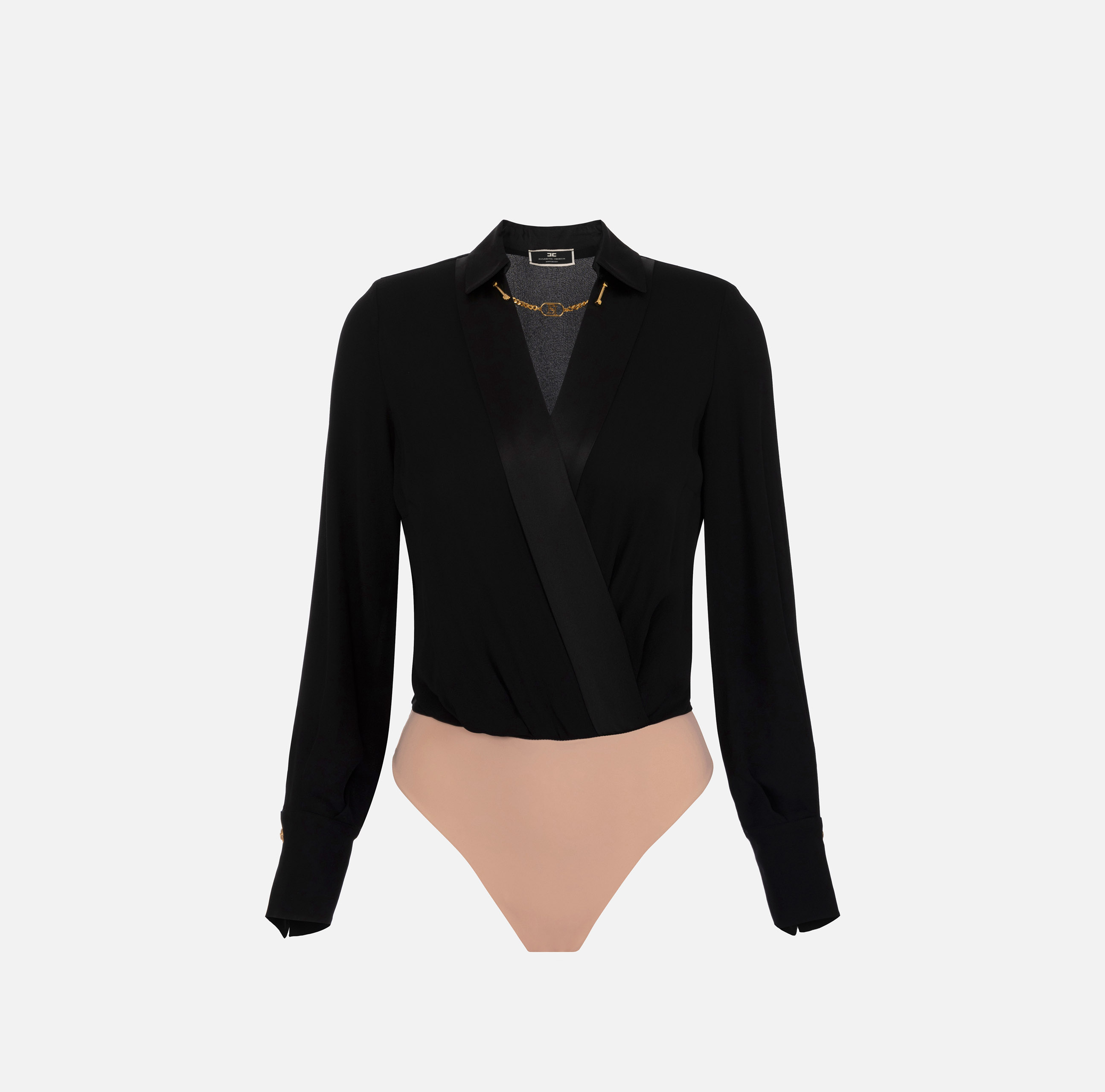 Crossover bodysuit-style blouse in viscose georgette fabric - ABBIGLIAMENTO - Elisabetta Franchi
