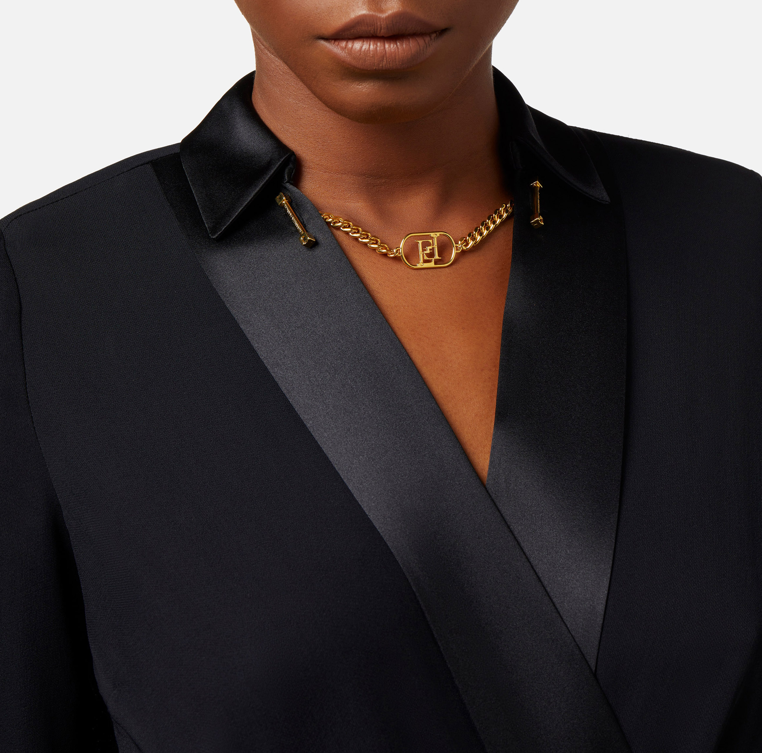 Crossover bodysuit-style blouse in viscose georgette fabric - Elisabetta Franchi
