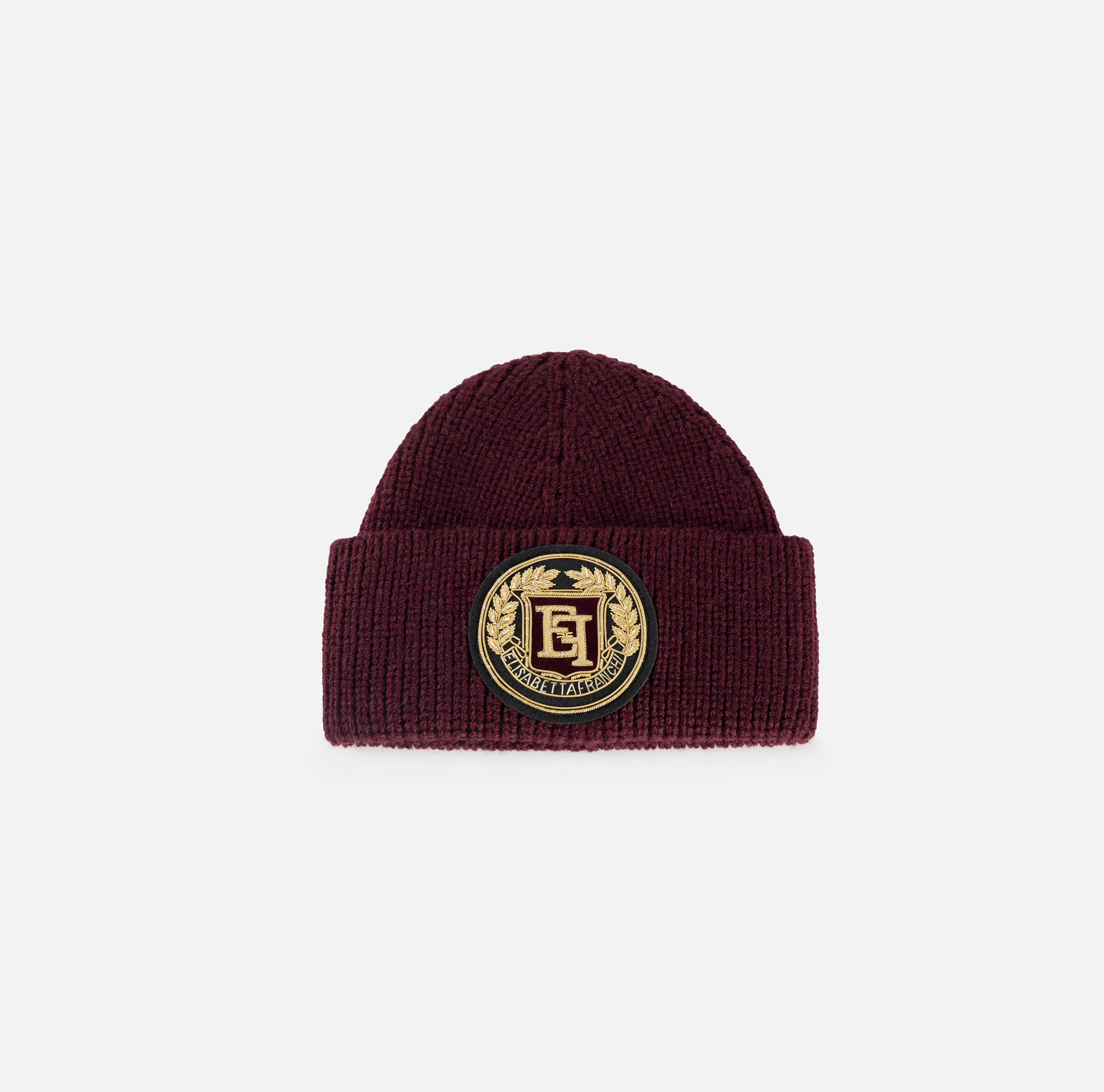 Wool beanie with logo patch - Elisabetta Franchi