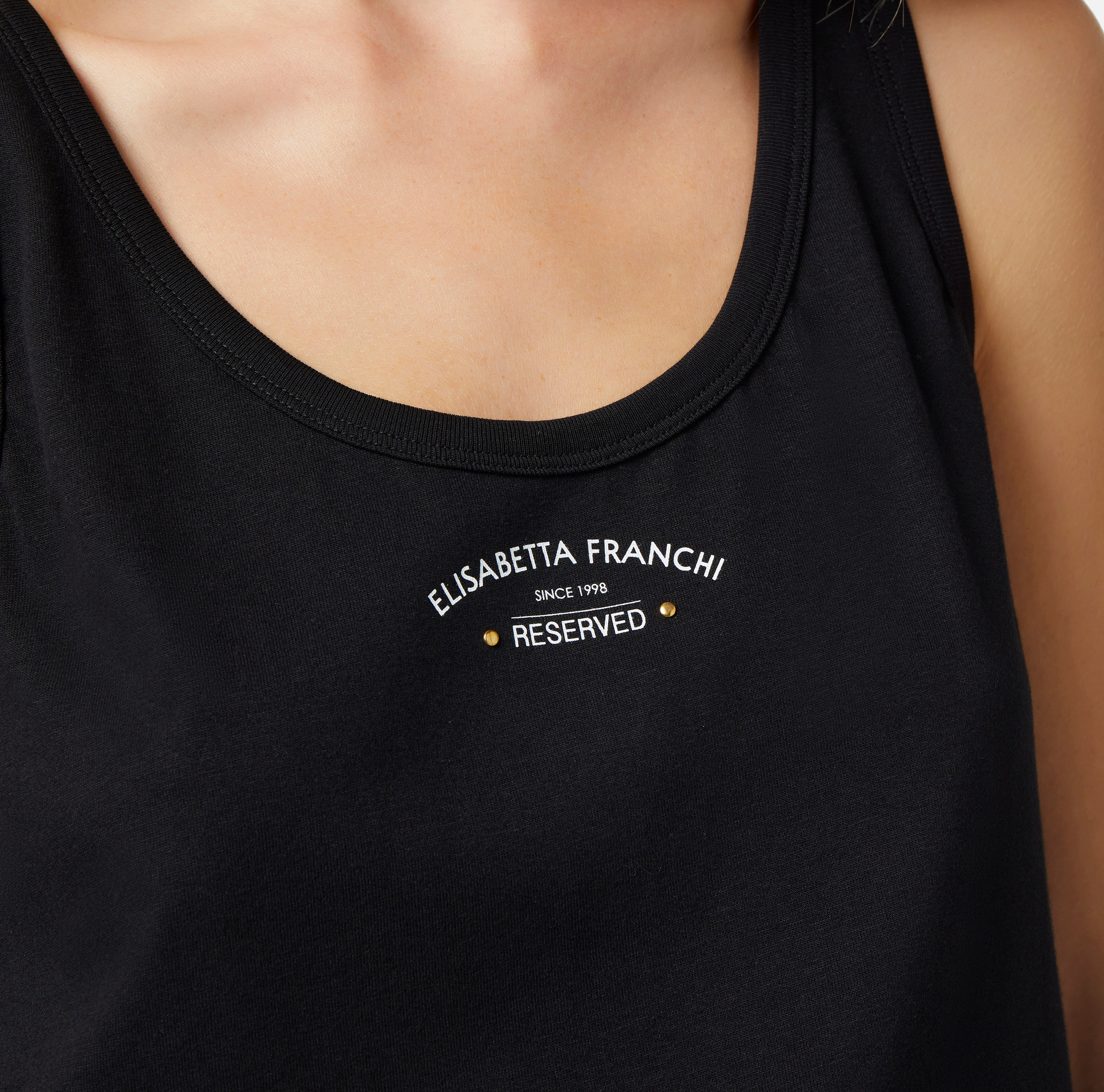 Cotton jersey top with logo print - Elisabetta Franchi