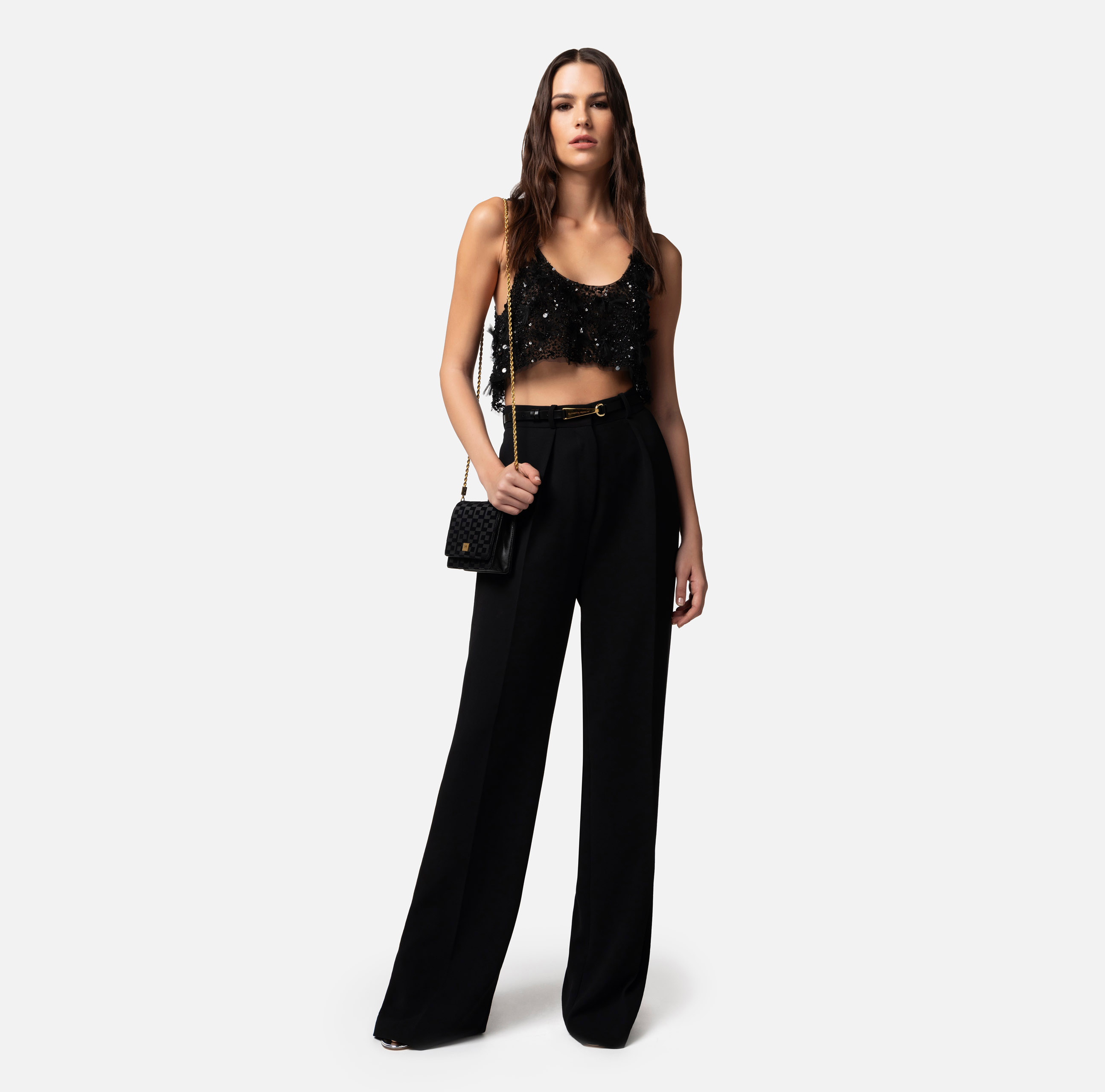 Top cropped in tulle ricamato - Elisabetta Franchi