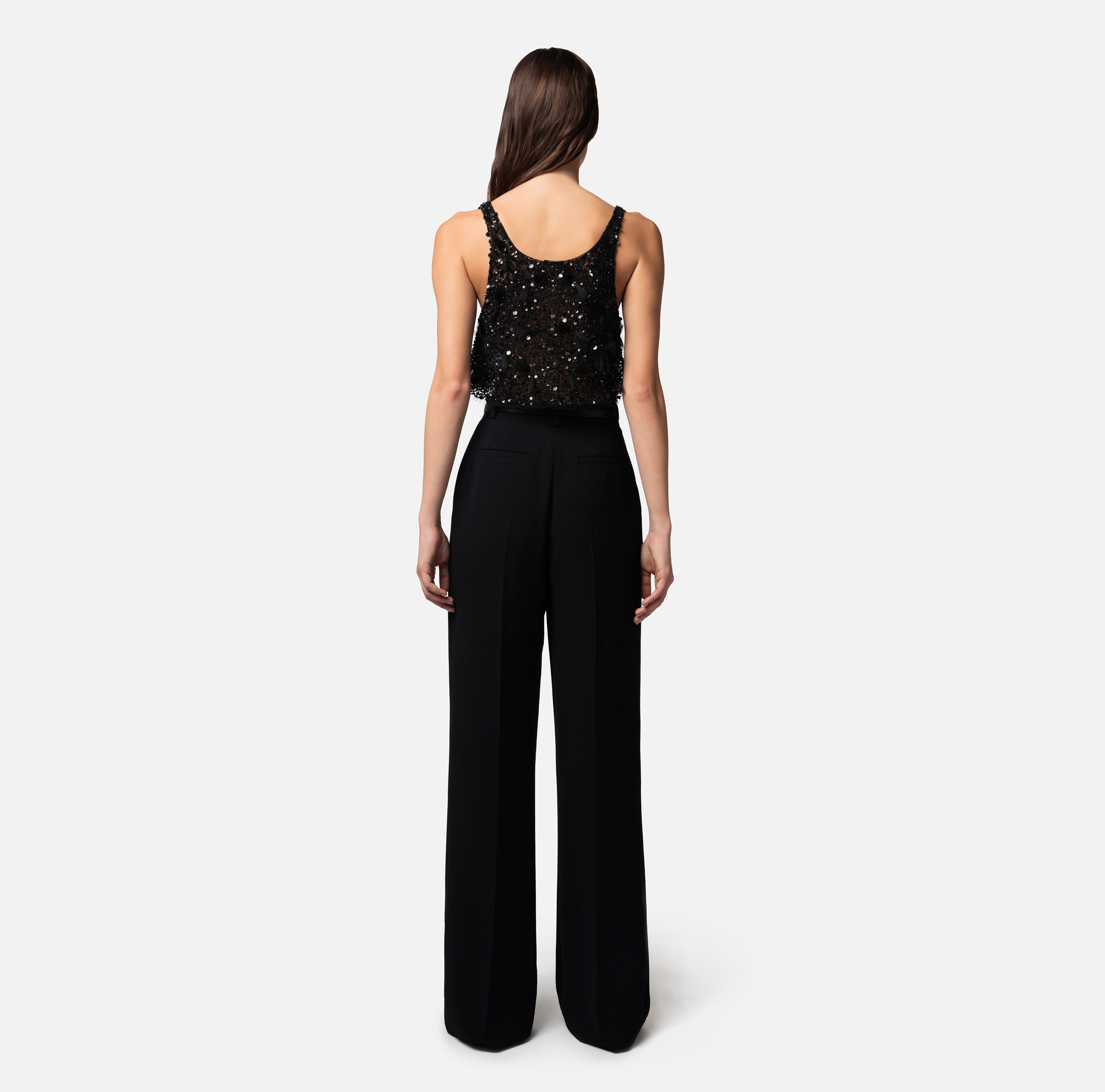Cropped top in embroidered tulle - Elisabetta Franchi