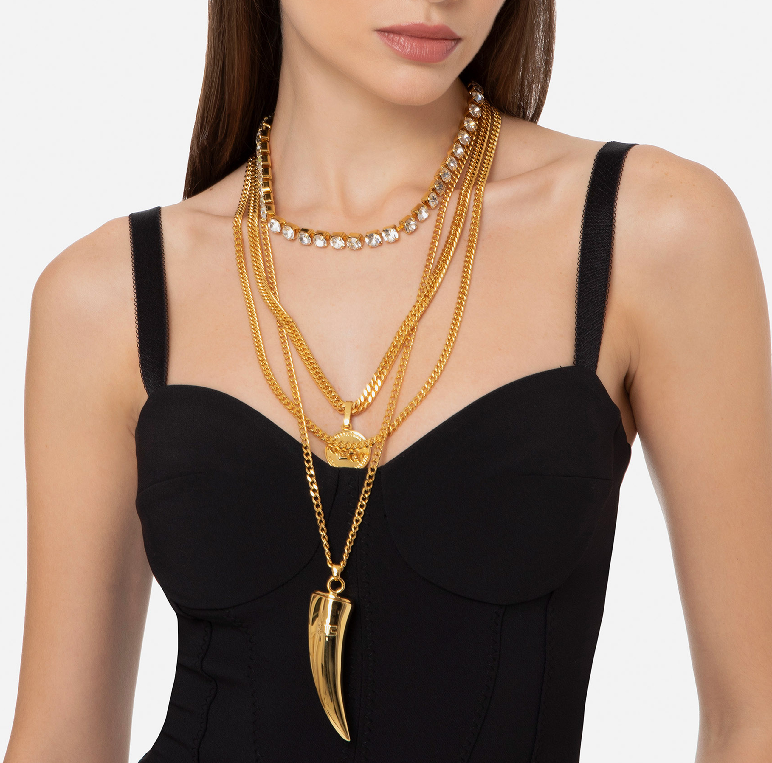 Long necklace with charms in gold color - Elisabetta Franchi