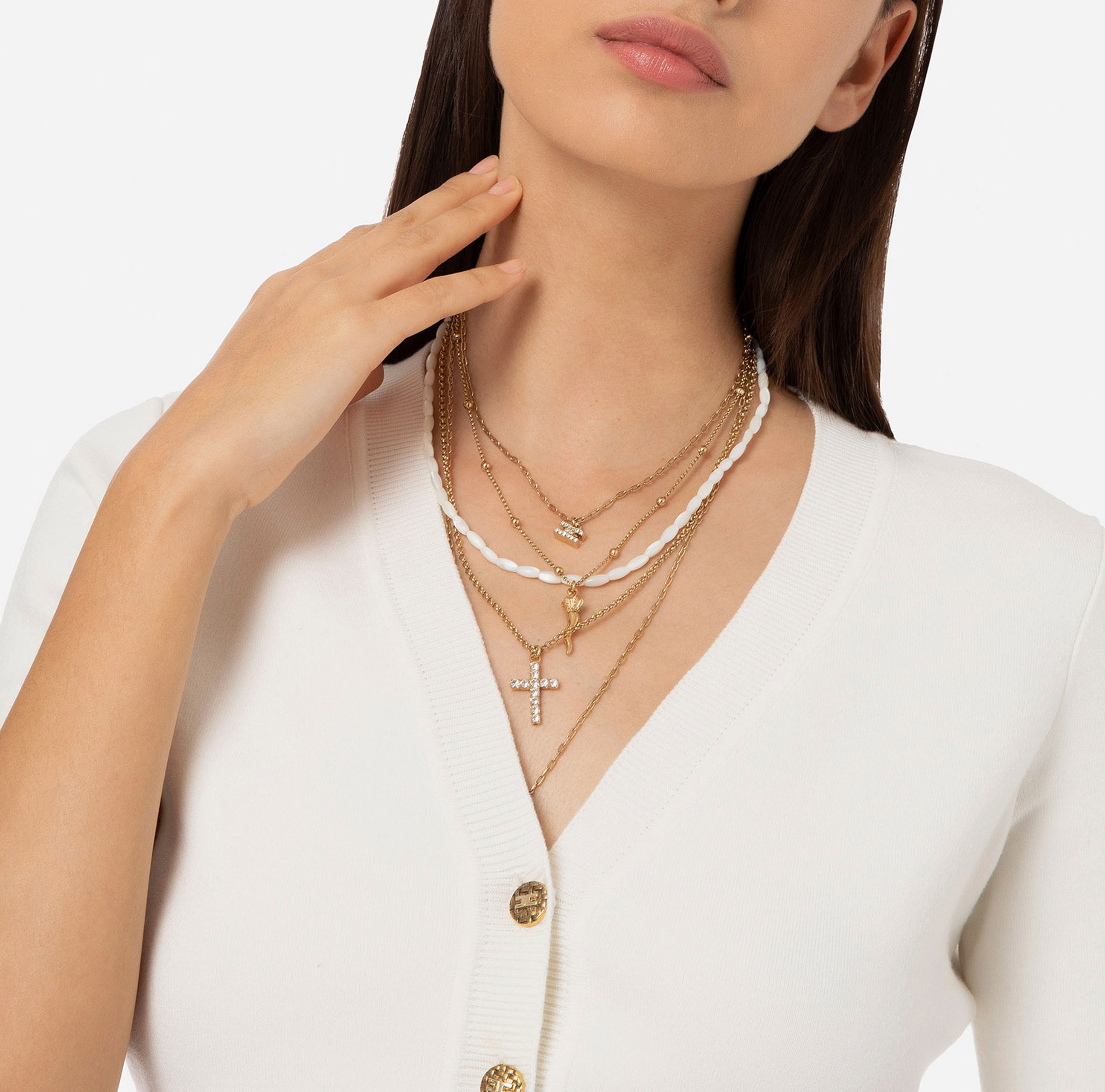Choker necklace with chain and beads - Elisabetta Franchi