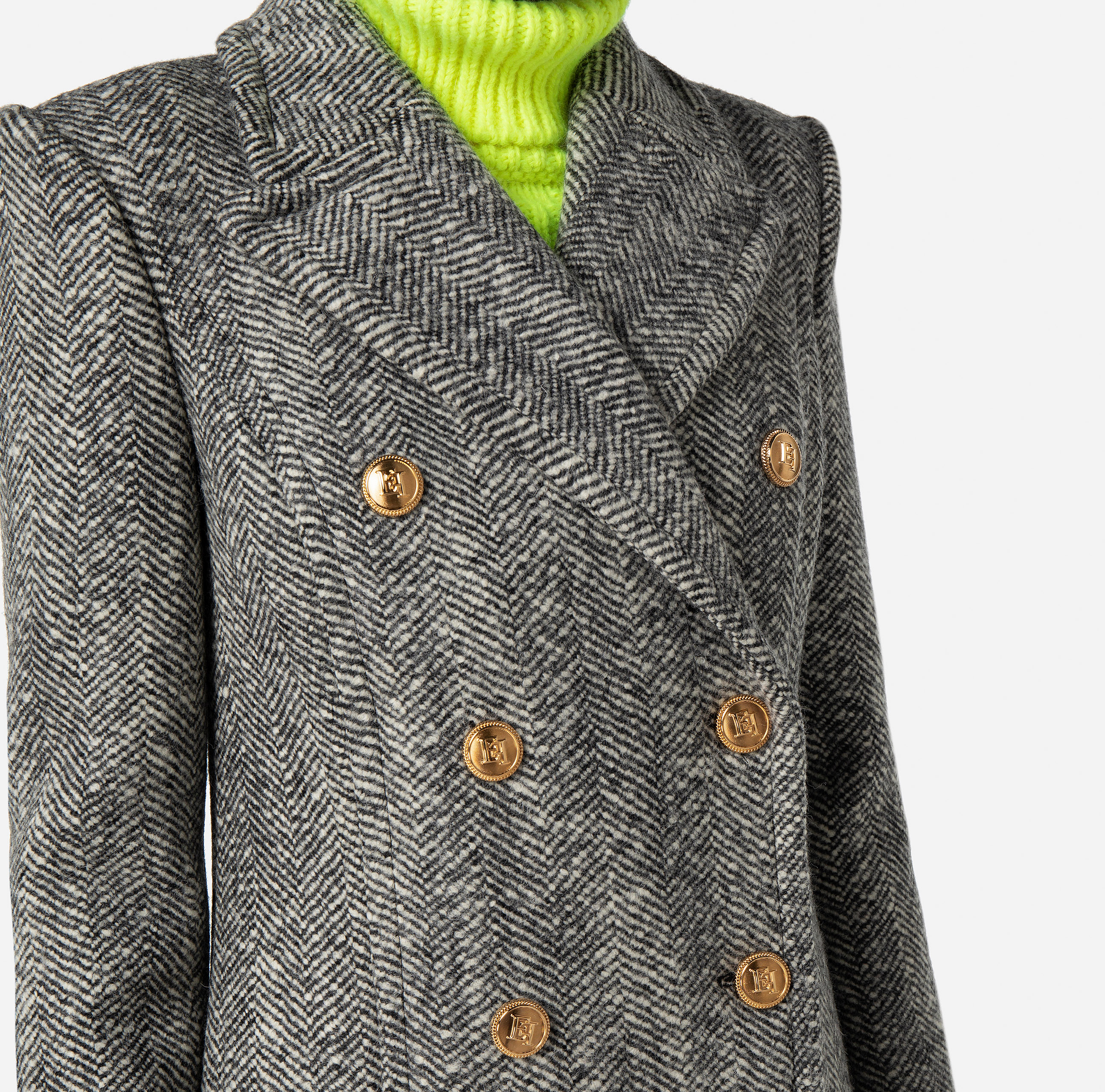 Straight-cut bouclé wool coat - Elisabetta Franchi