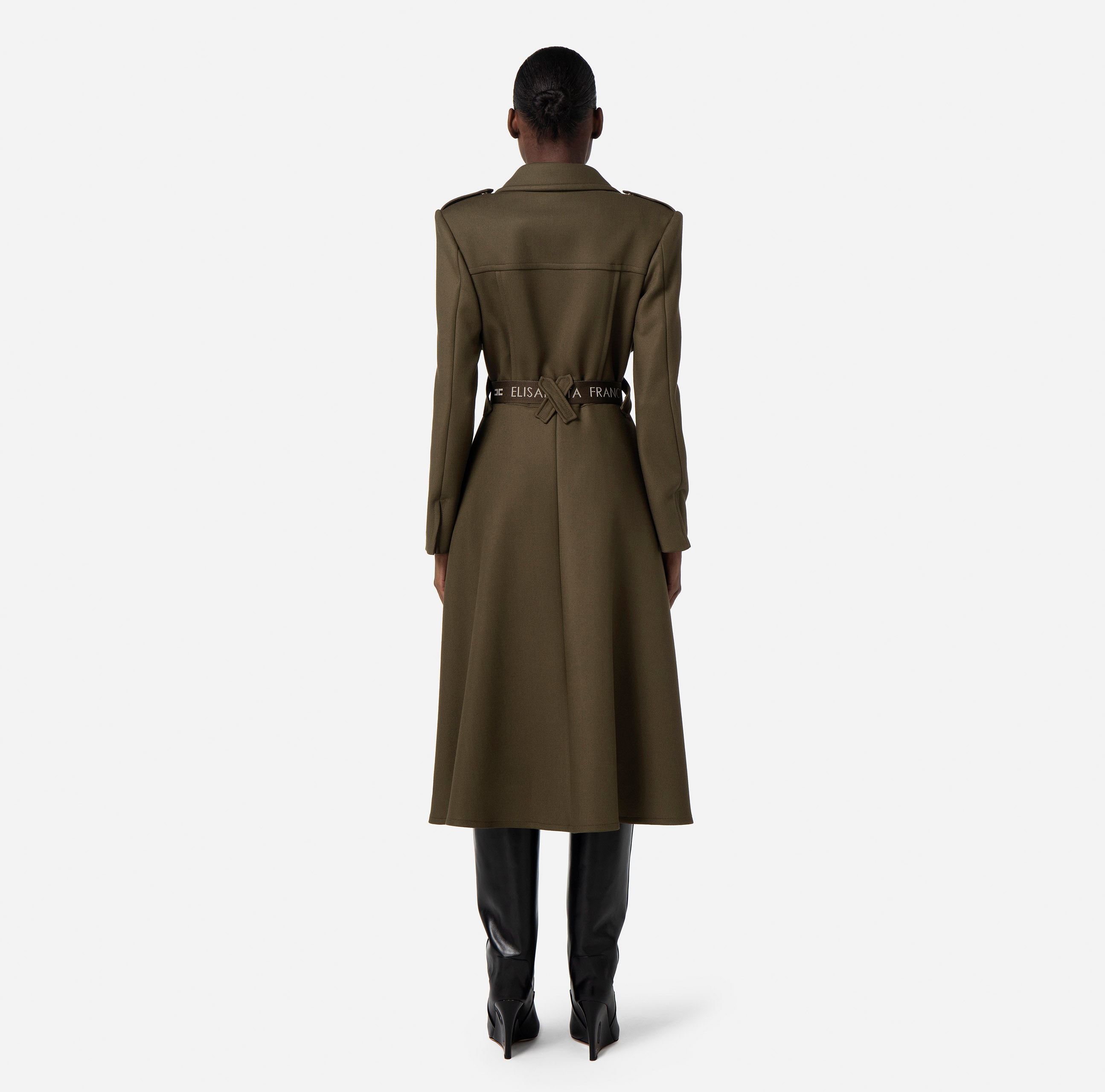 Frock coat-cut crêpe coat - Elisabetta Franchi
