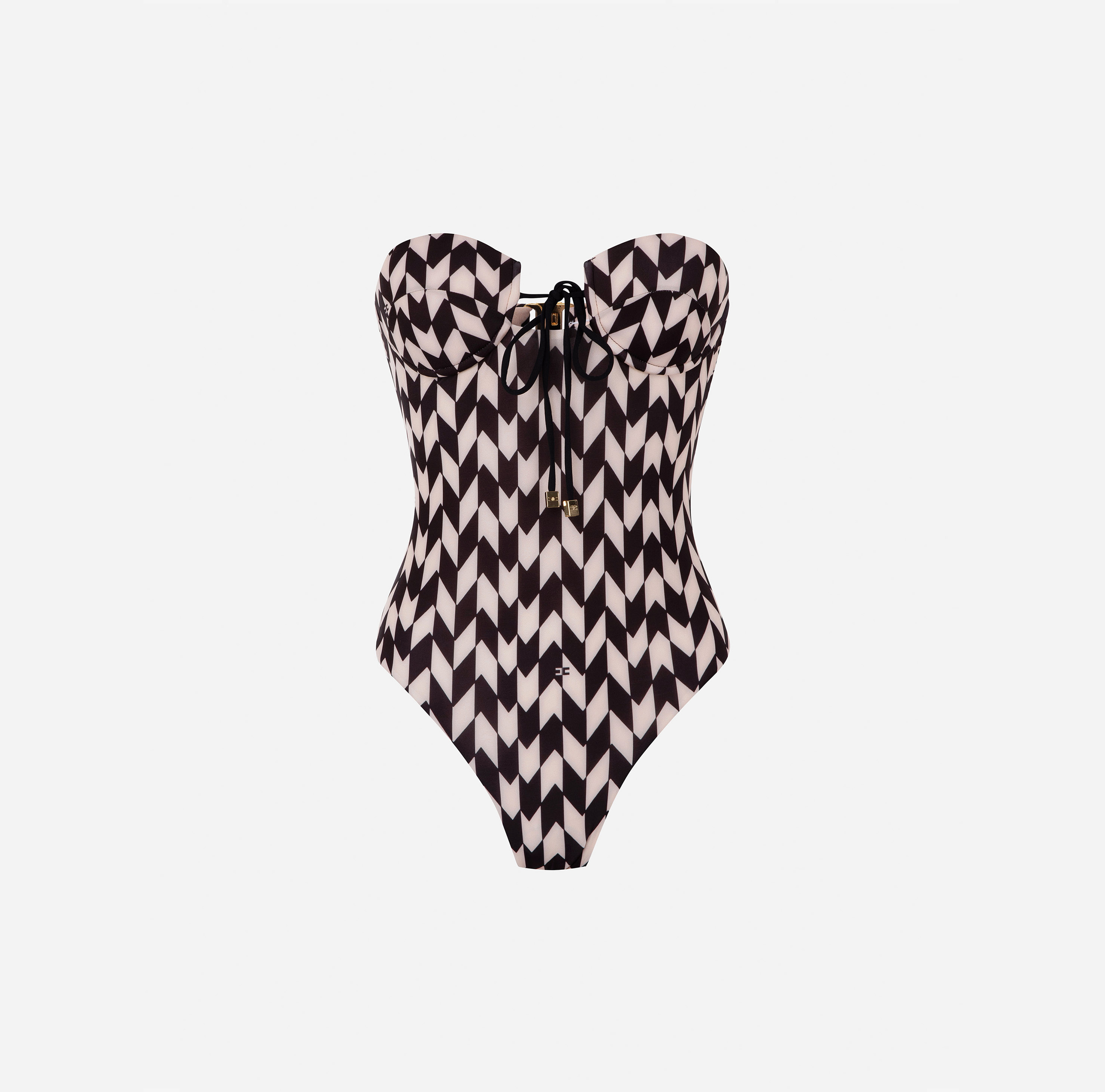 Herringbone print one-piece swimsuit - Elisabetta Franchi
