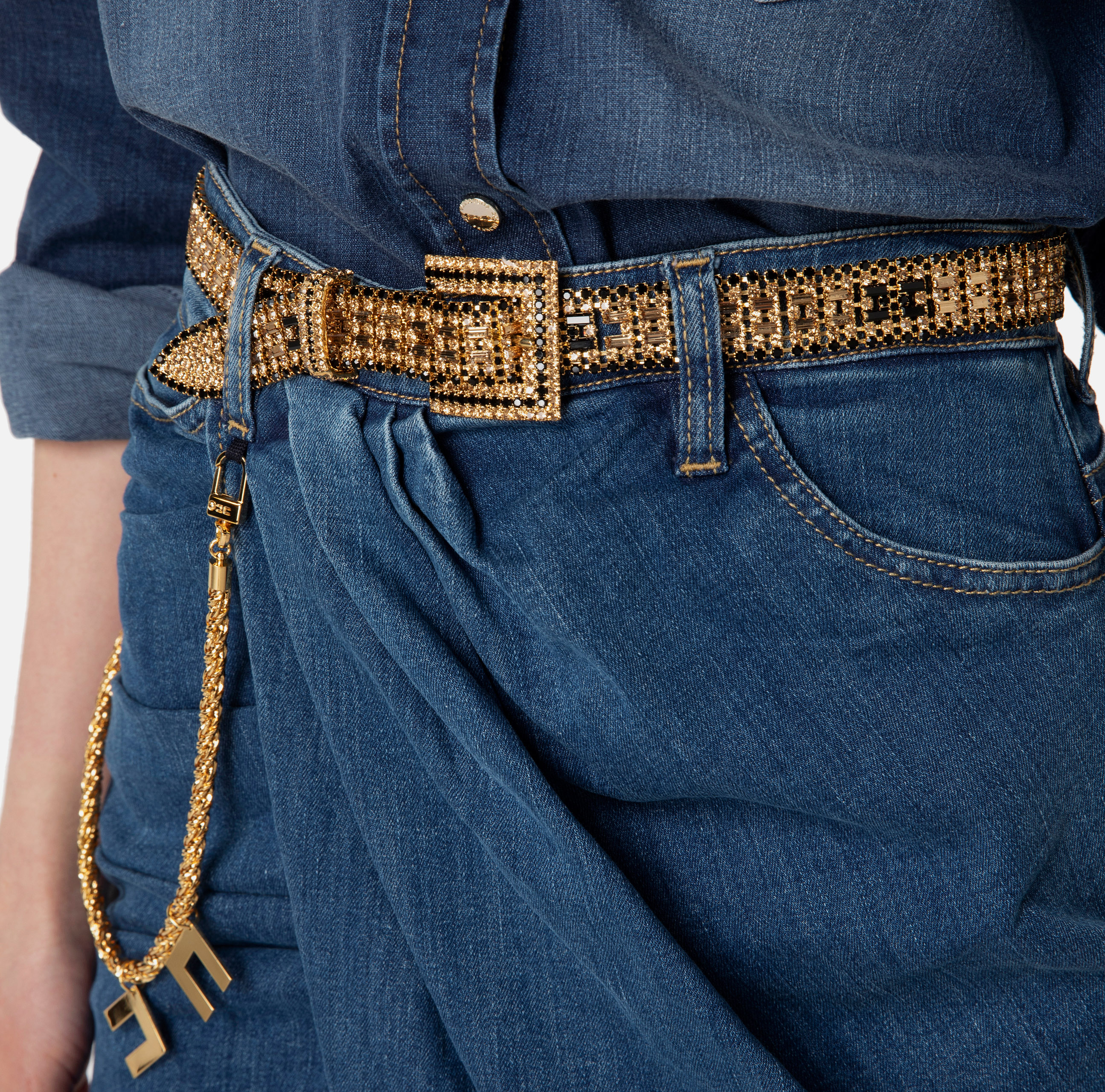 Belt made of chain and rhinestones - Elisabetta Franchi