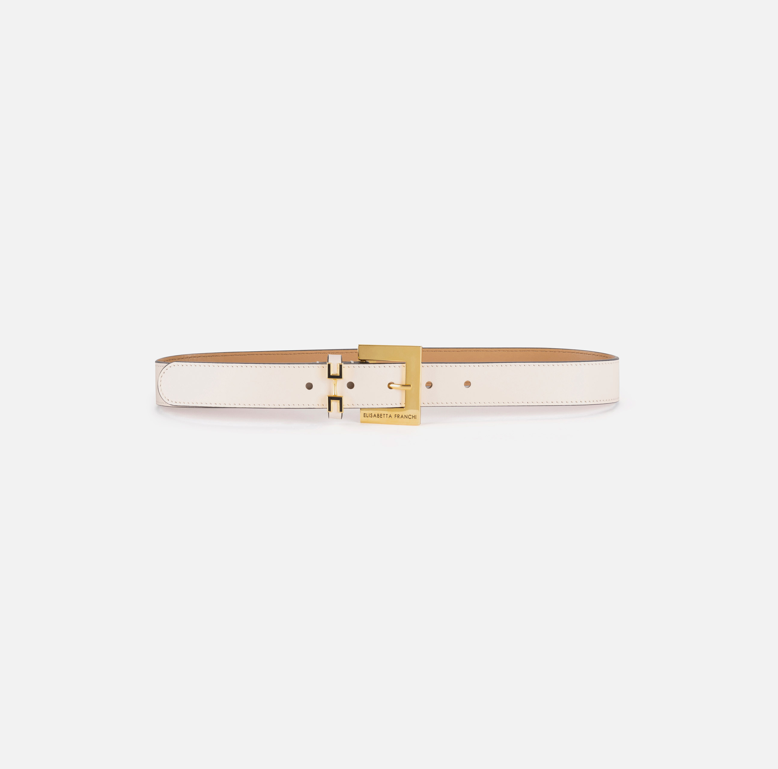 Leather belt with horsebit loop - Elisabetta Franchi