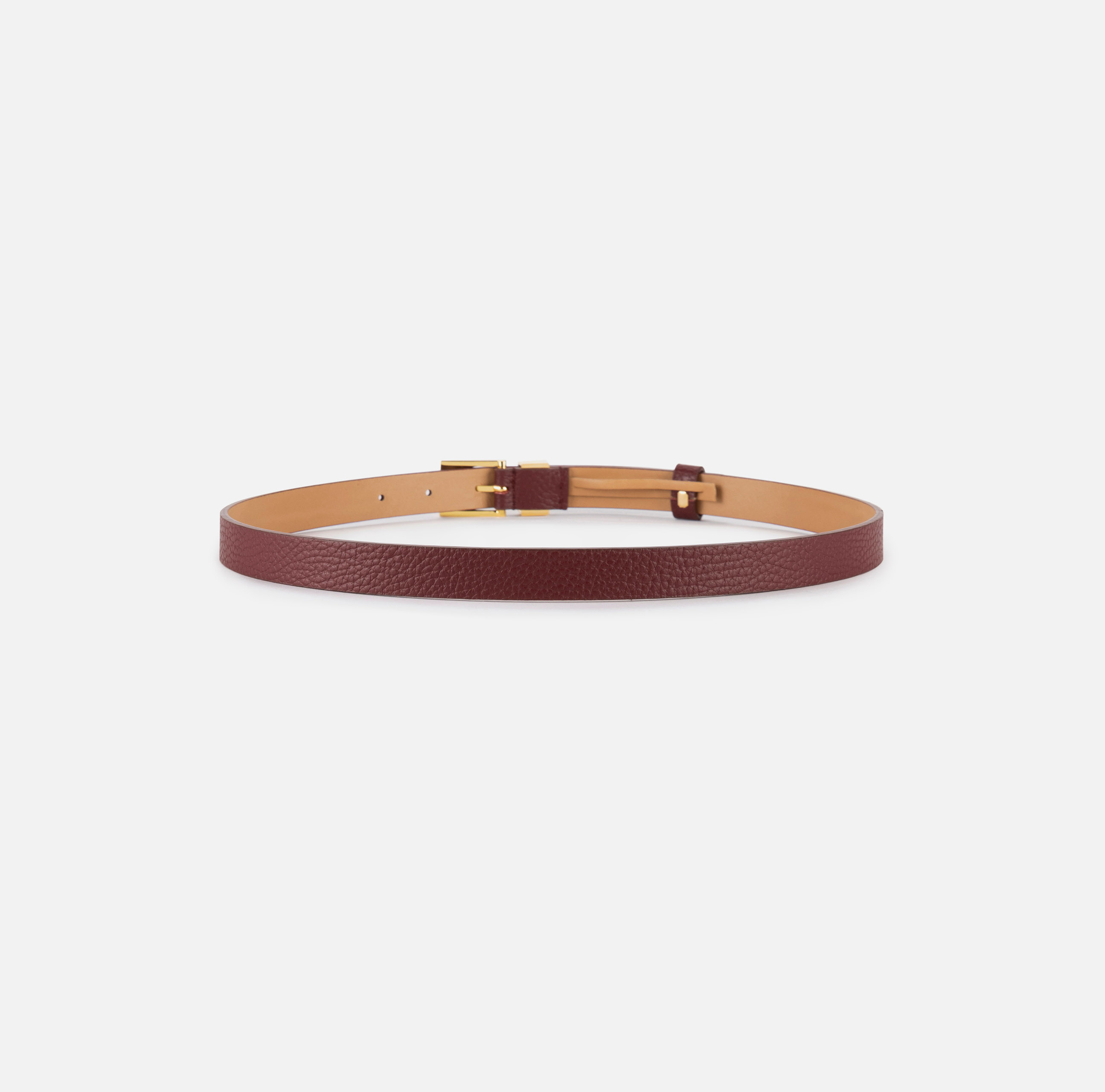 Leather belt with buckle and logo outline loop - Elisabetta Franchi