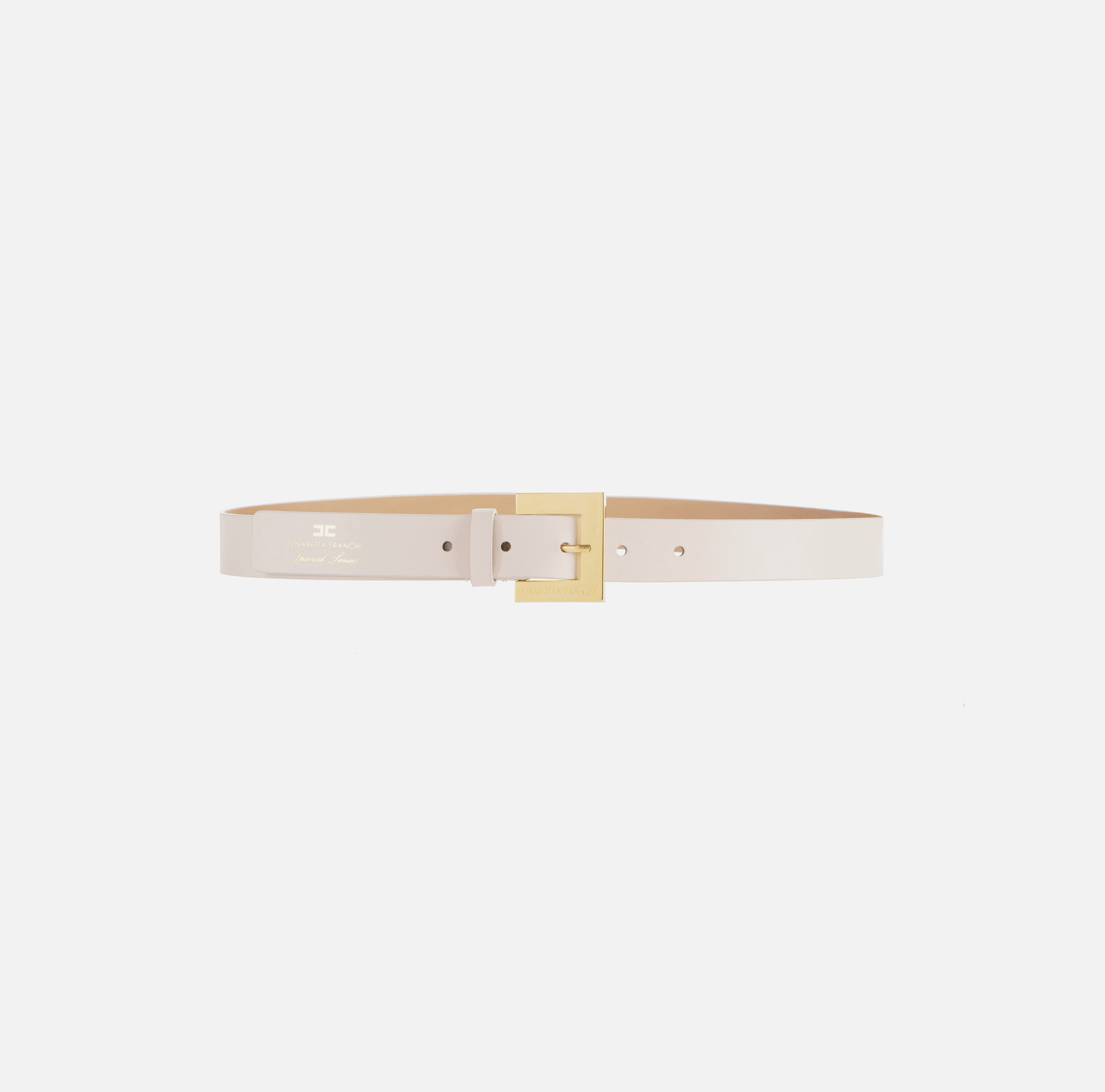 Leather belt with hot stamped logo - Elisabetta Franchi