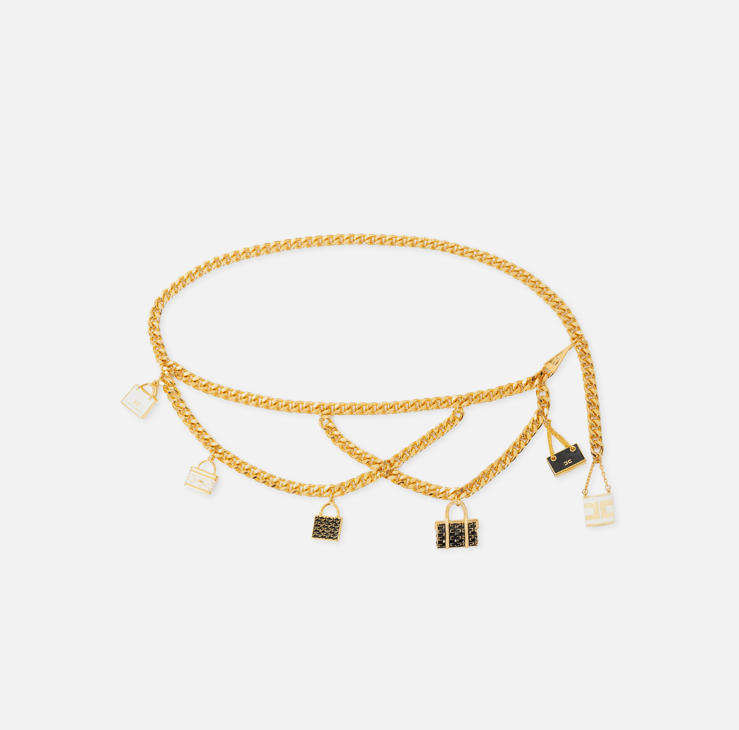 Gold metal chain belt with charms bags - Elisabetta Franchi