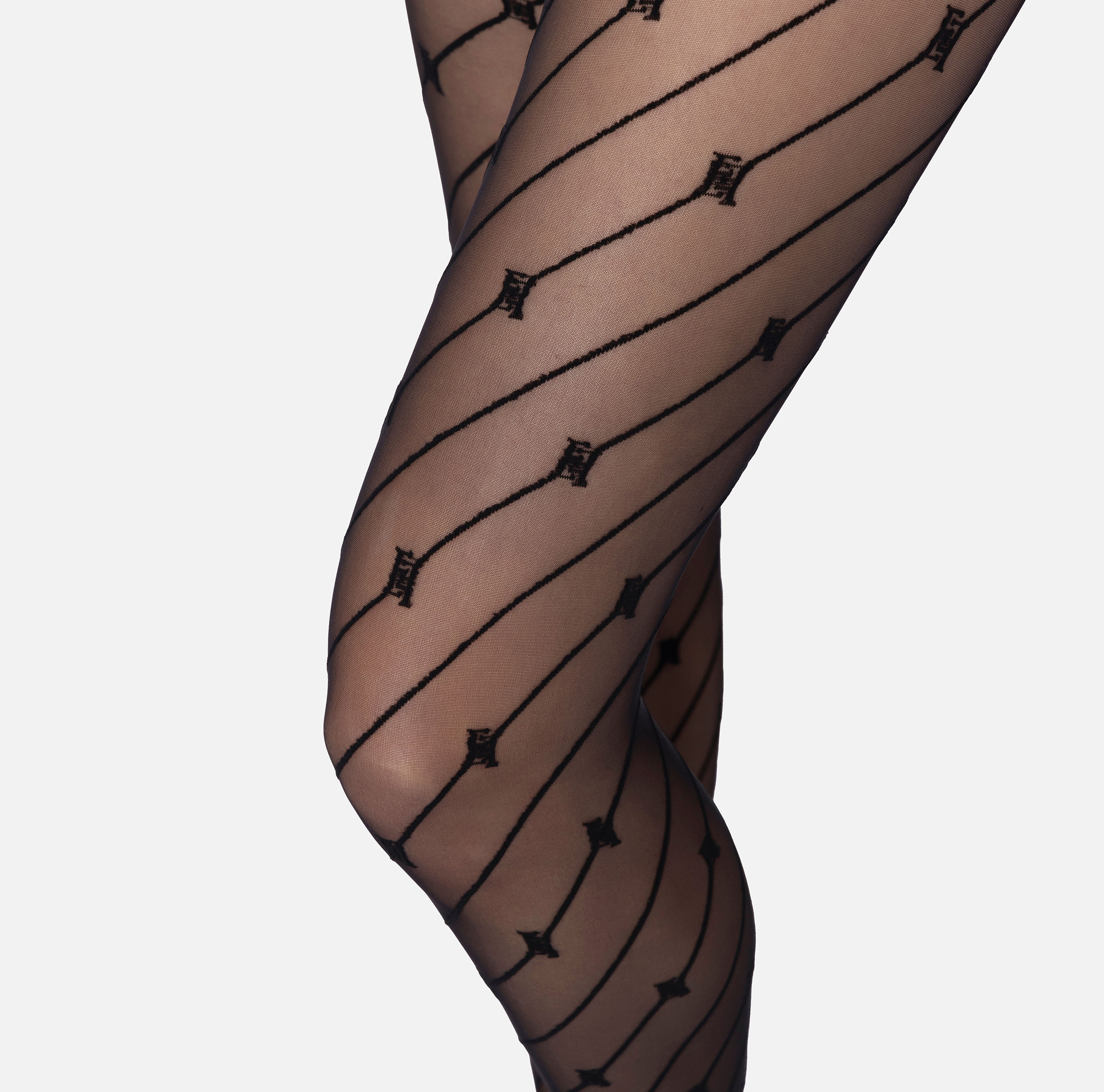 Strumpfhose mit diagonalen Streifen und Logo - Elisabetta Franchi