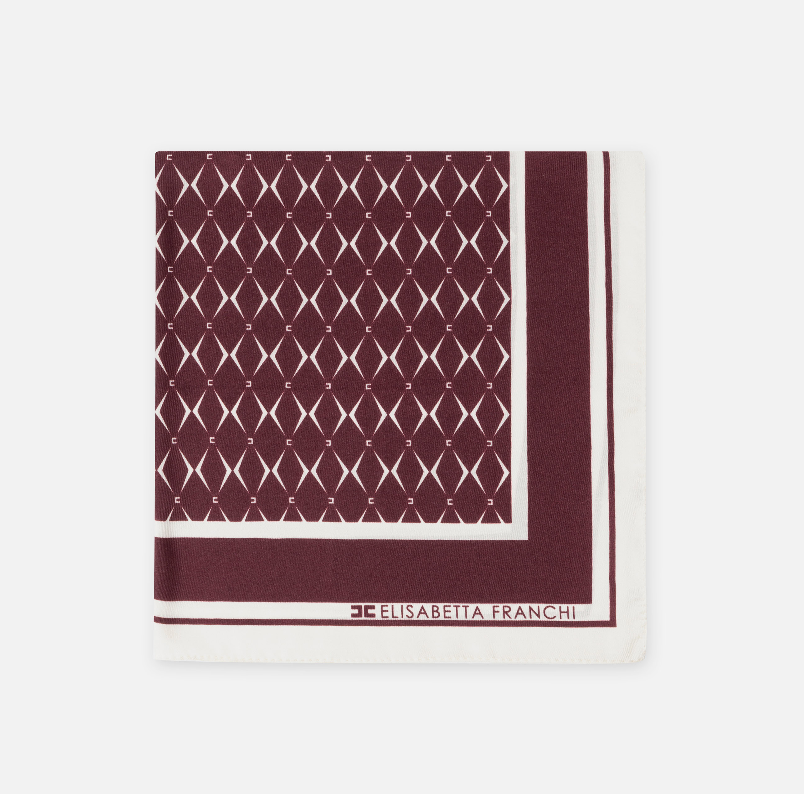 Silk foulard scarf with diamond pattern and logo - ACCESSORI - Elisabetta Franchi