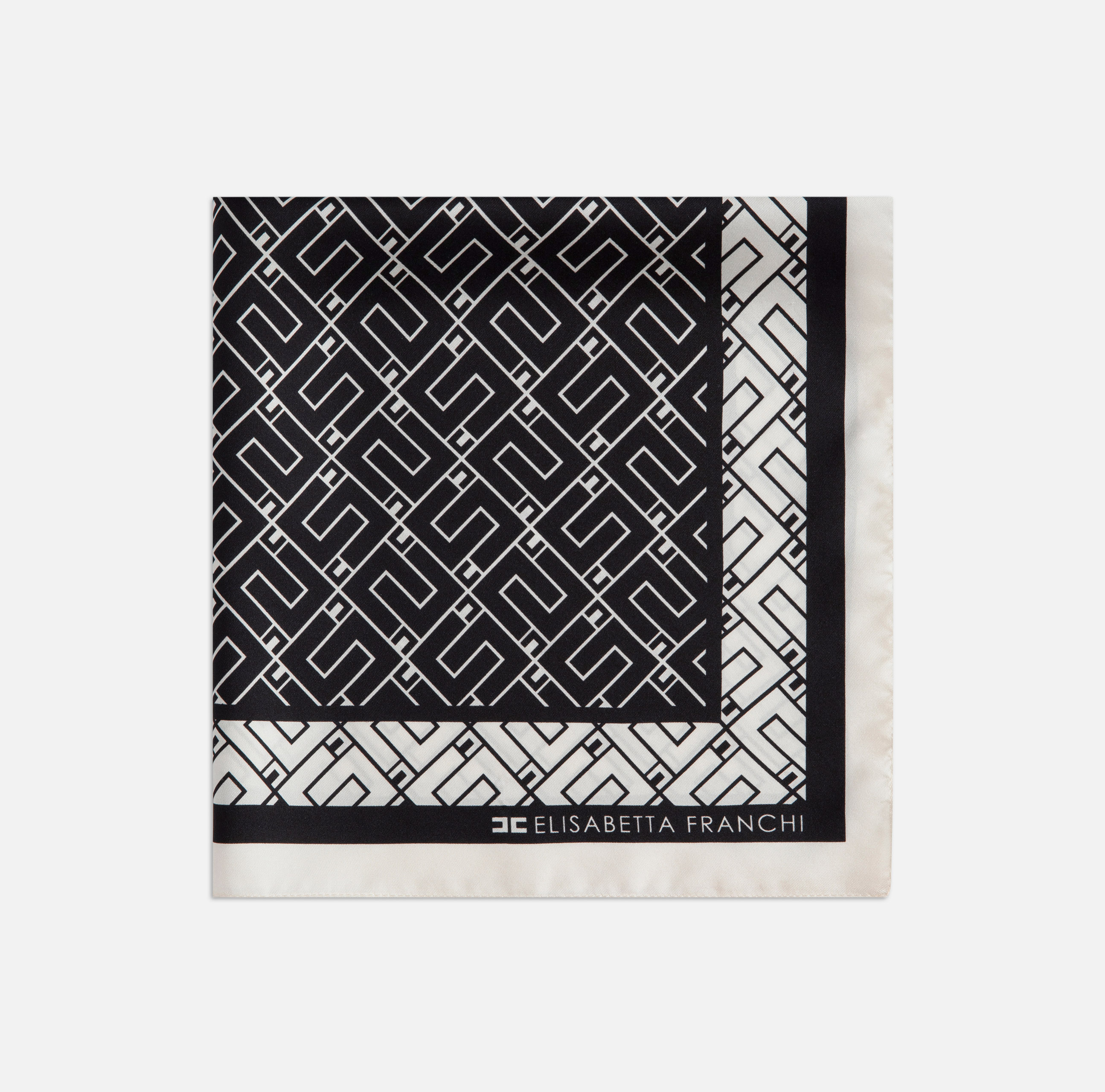 Foulard scarf in silk twill with logo print - Elisabetta Franchi