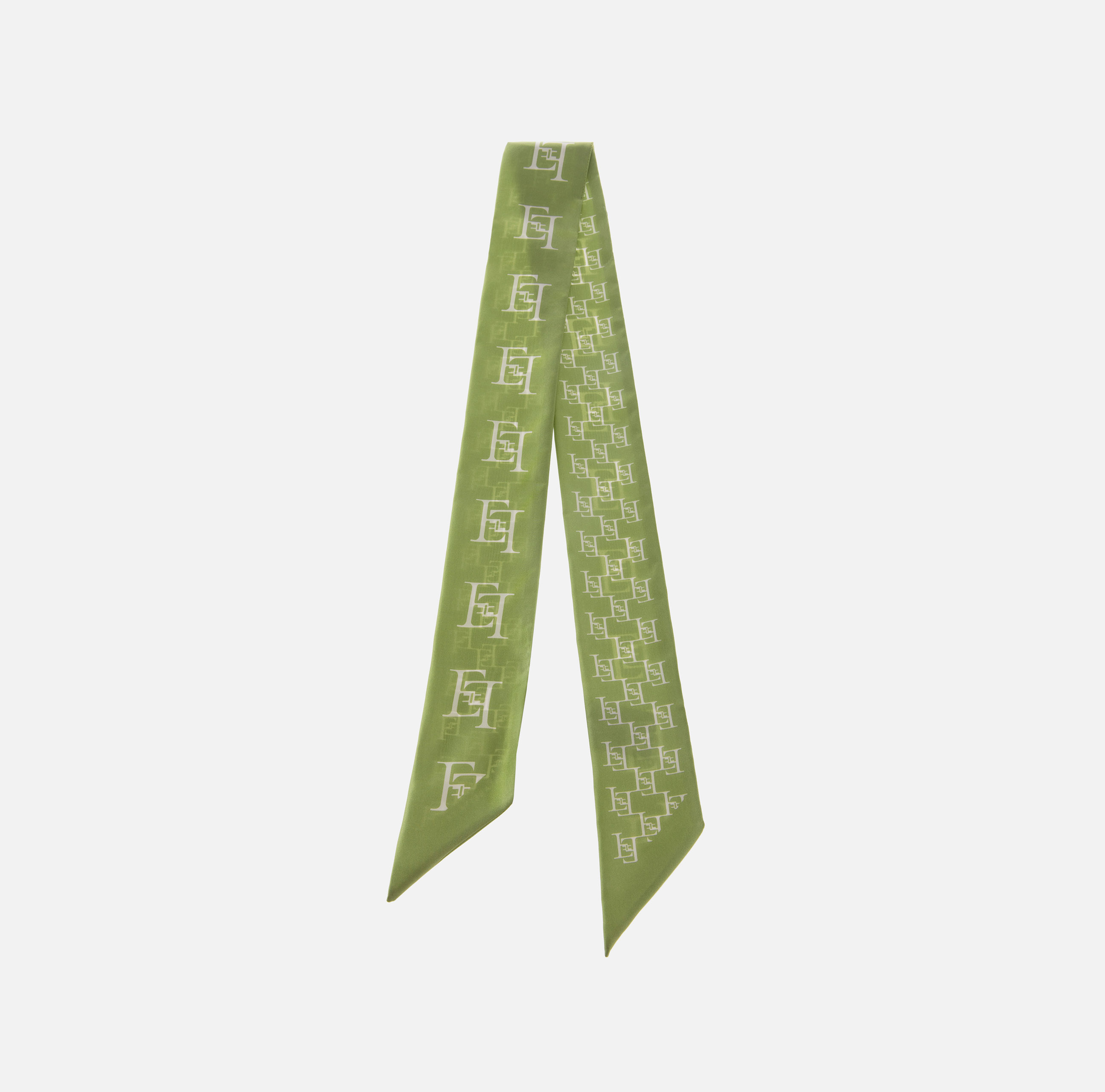 Thin silk twill foulard scarf with logo print - Elisabetta Franchi