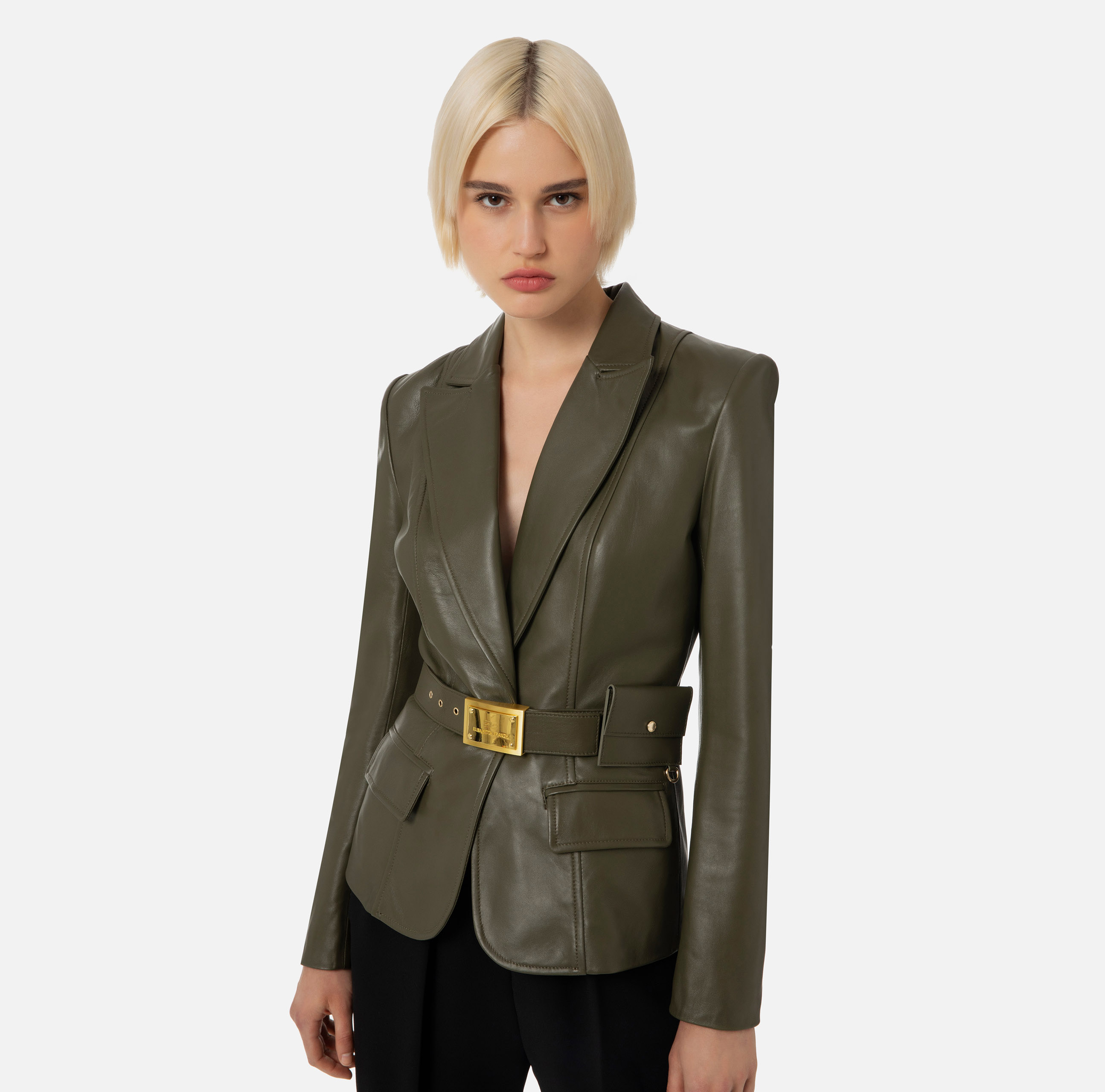 Leather jacket with belt - Elisabetta Franchi