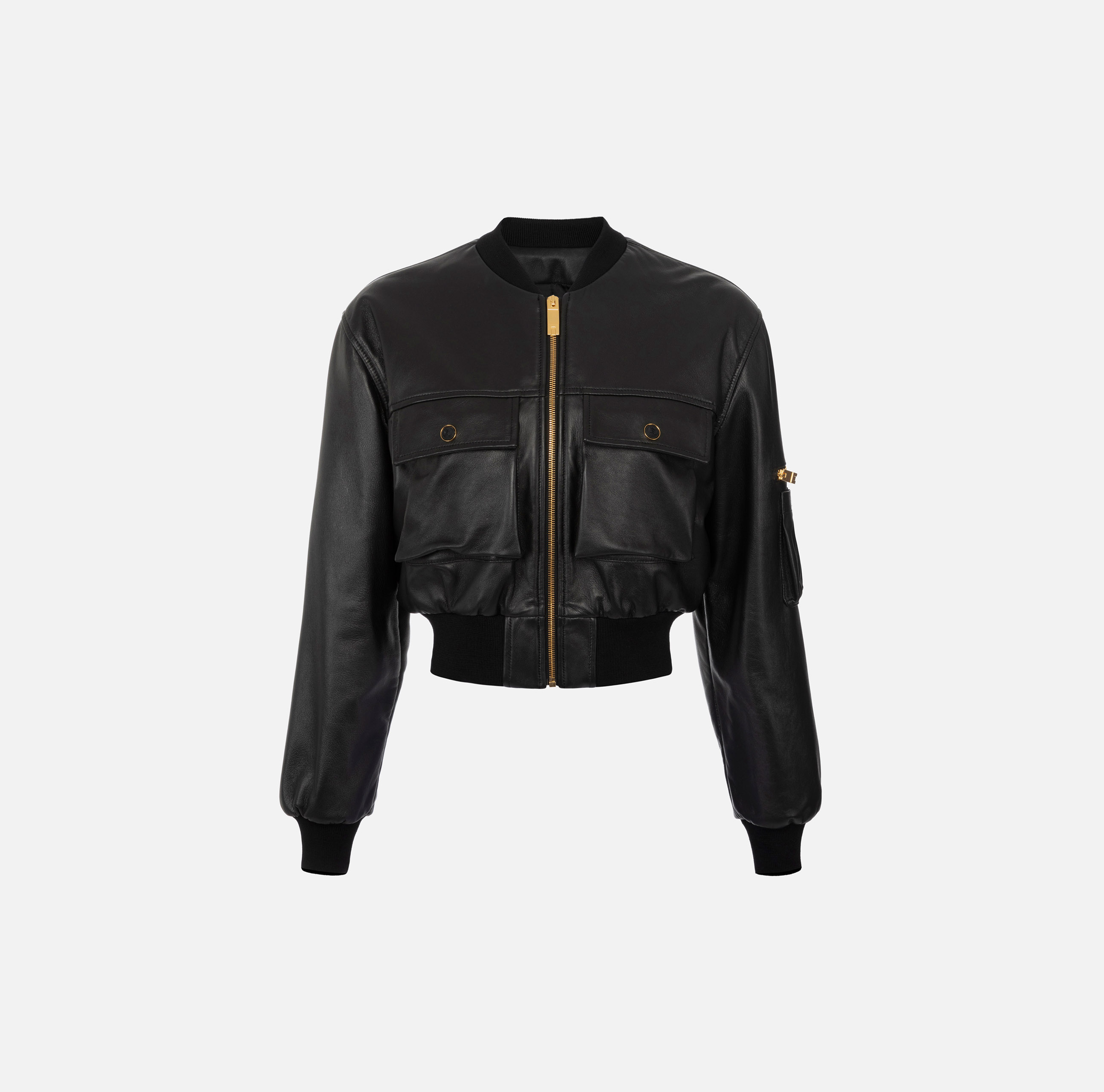 Leather cropped bomber jacket - Elisabetta Franchi