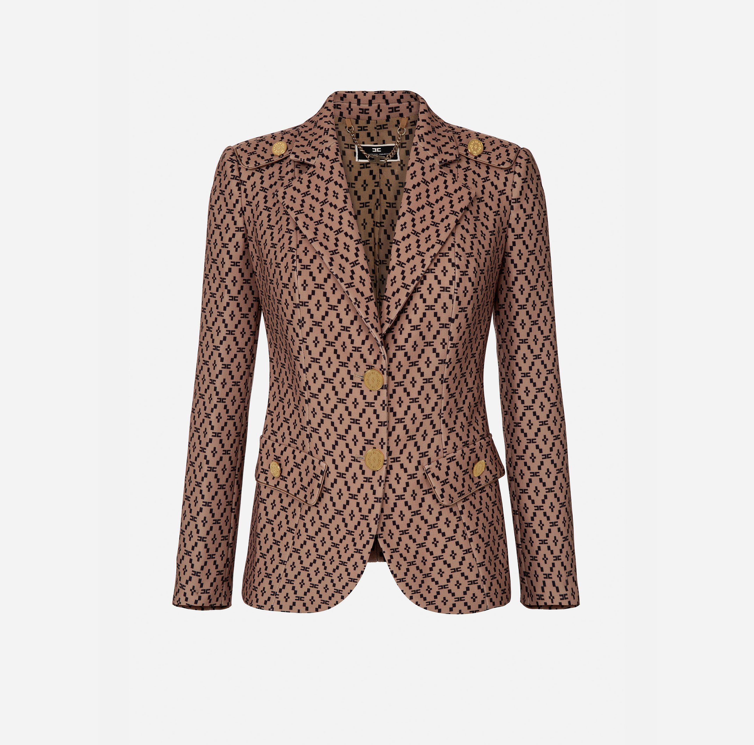Double layer crêpe jacket with diamond pattern - ABBIGLIAMENTO - Elisabetta Franchi