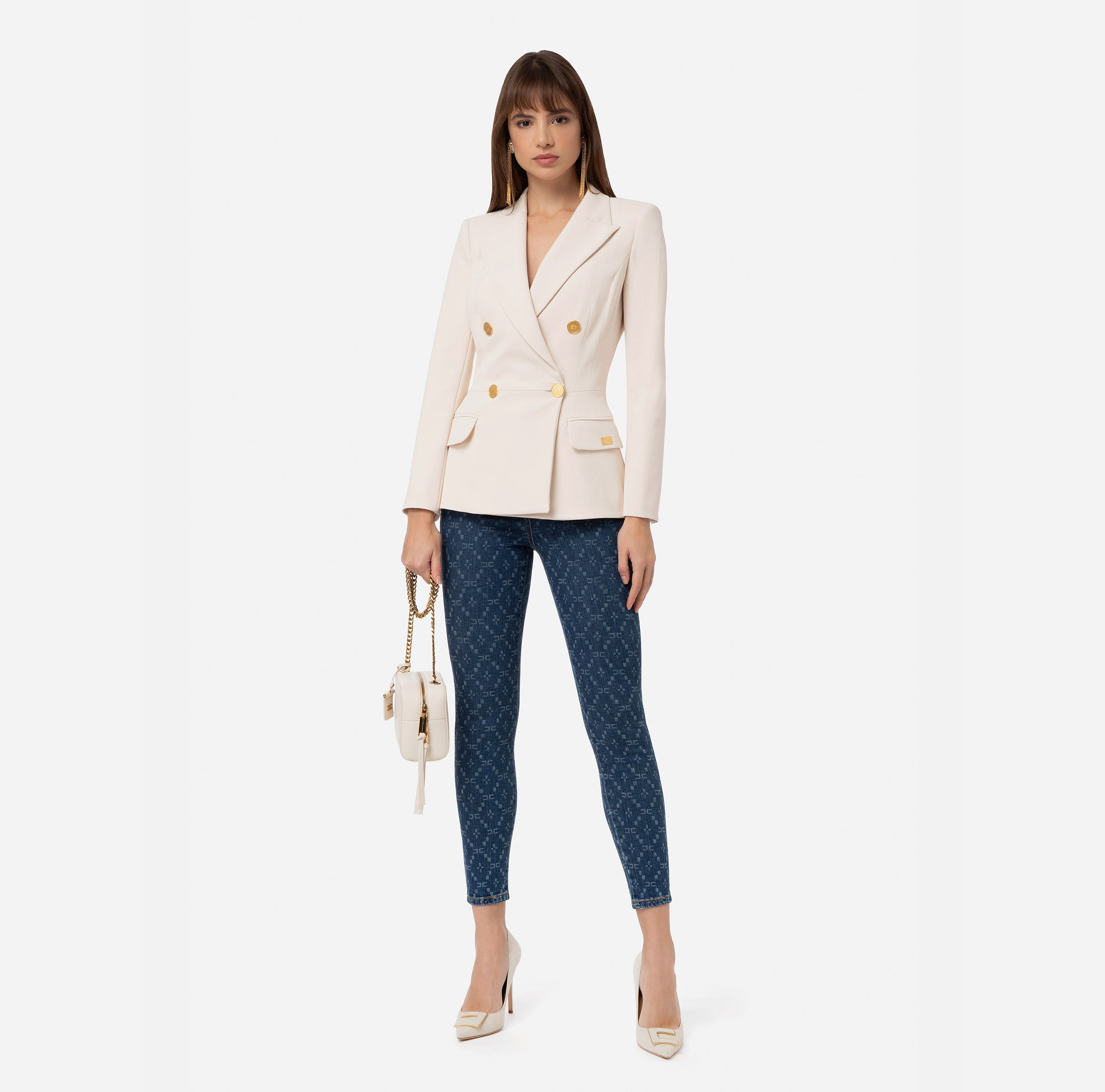 Double-breasted jacket in double layer crêpe - Elisabetta Franchi